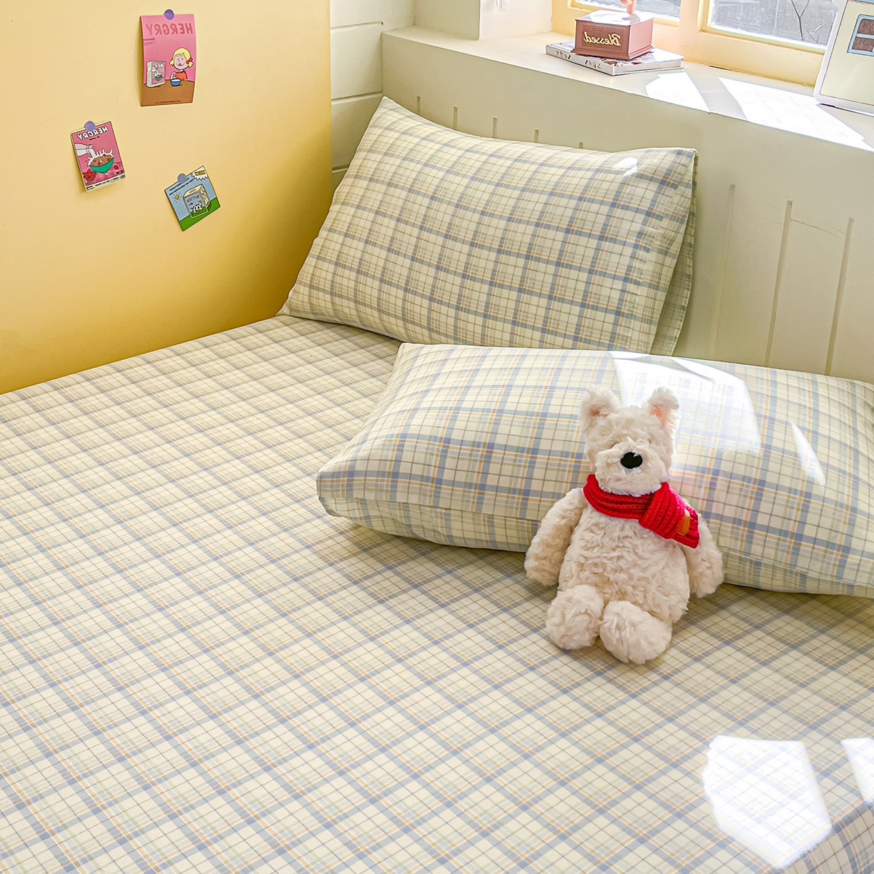 91家纺网 家纺一手货源 找家纺 瑞莱 2026新款纯棉全棉单品印花卡通床笠枕套系列 五线格