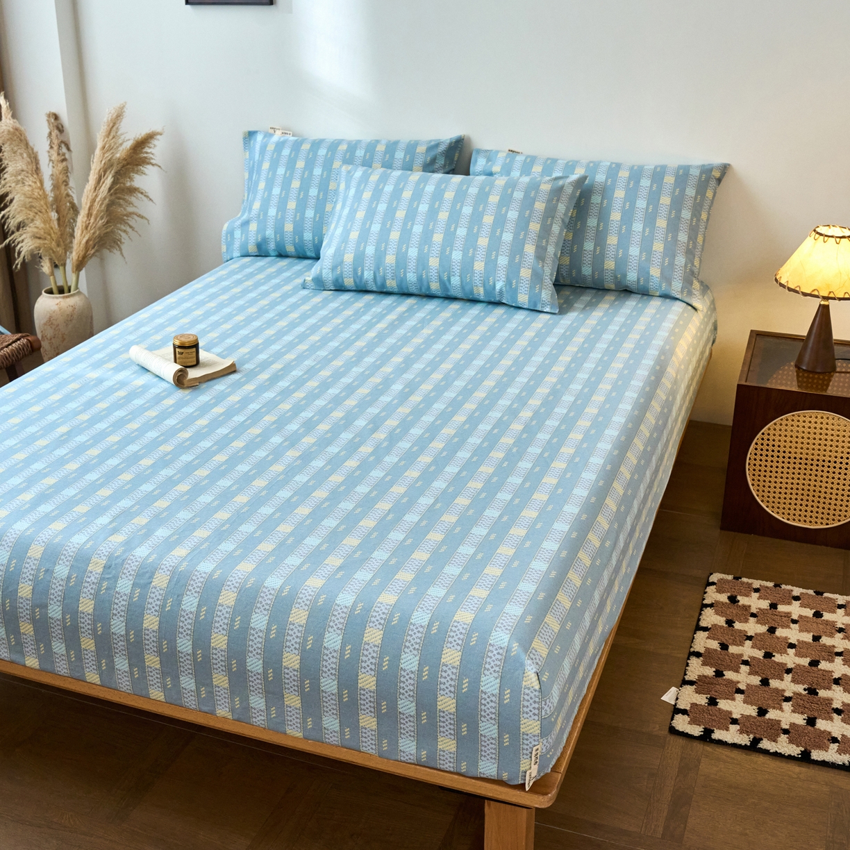 91家纺网 家纺一手货源 找家纺 春皖家纺 2026春夏新品简约款老粗布系列床笠品单床笠 床笠单件 简希灰