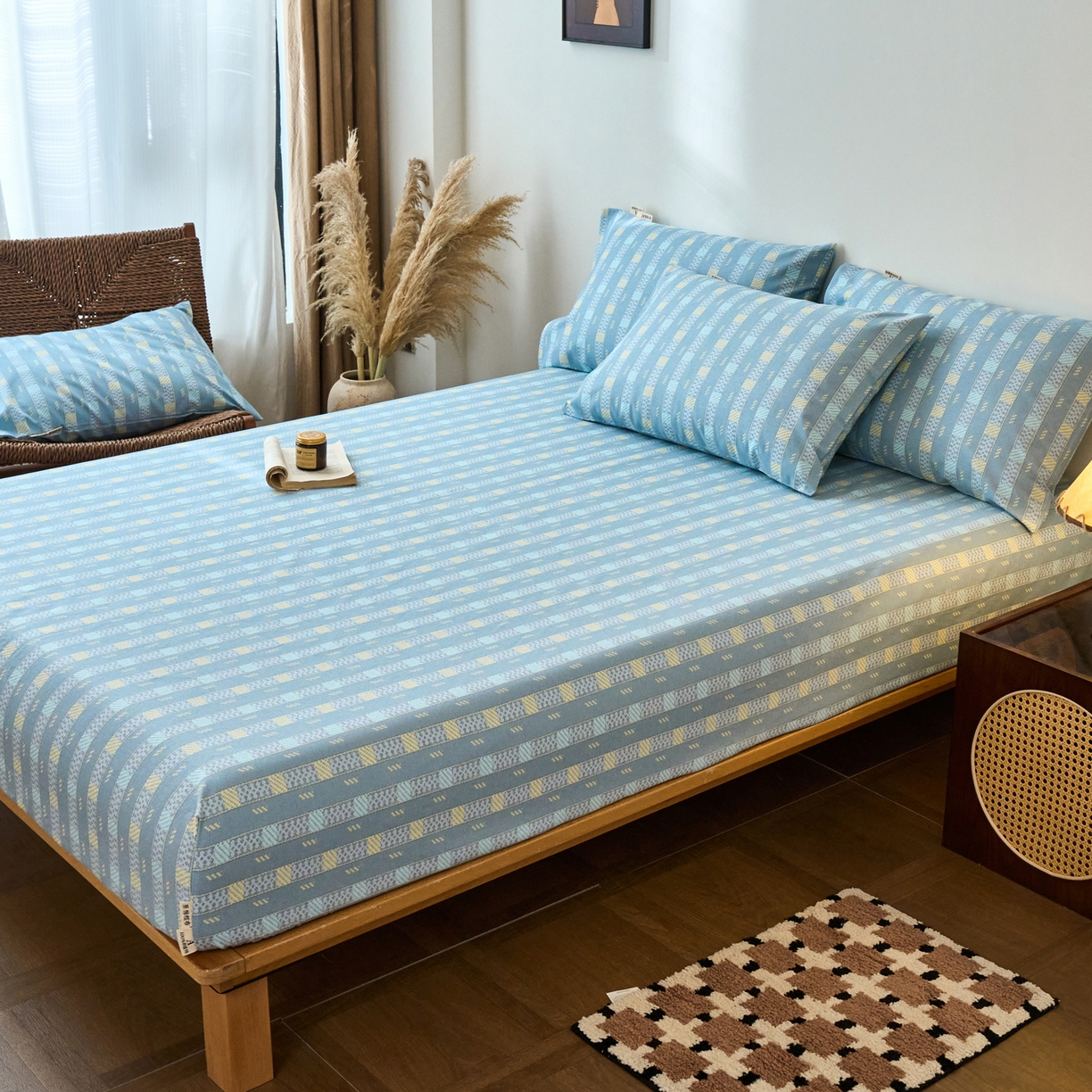 91家纺网 家纺一手货源 找家纺 春皖家纺 2026春夏新品简约款老粗布系列床笠品单床笠 床笠单件 简希灰