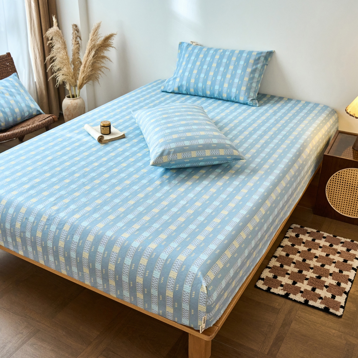 91家纺网 家纺一手货源 找家纺 春皖家纺 2026春夏新品简约款老粗布系列床笠品单床笠 床笠单件 简希灰