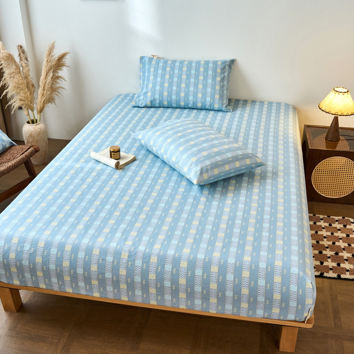 91家纺网 家纺一手货源 找家纺 春皖家纺 2026春夏新品简约款老粗布系列床笠品单床笠 床笠单件 简希灰