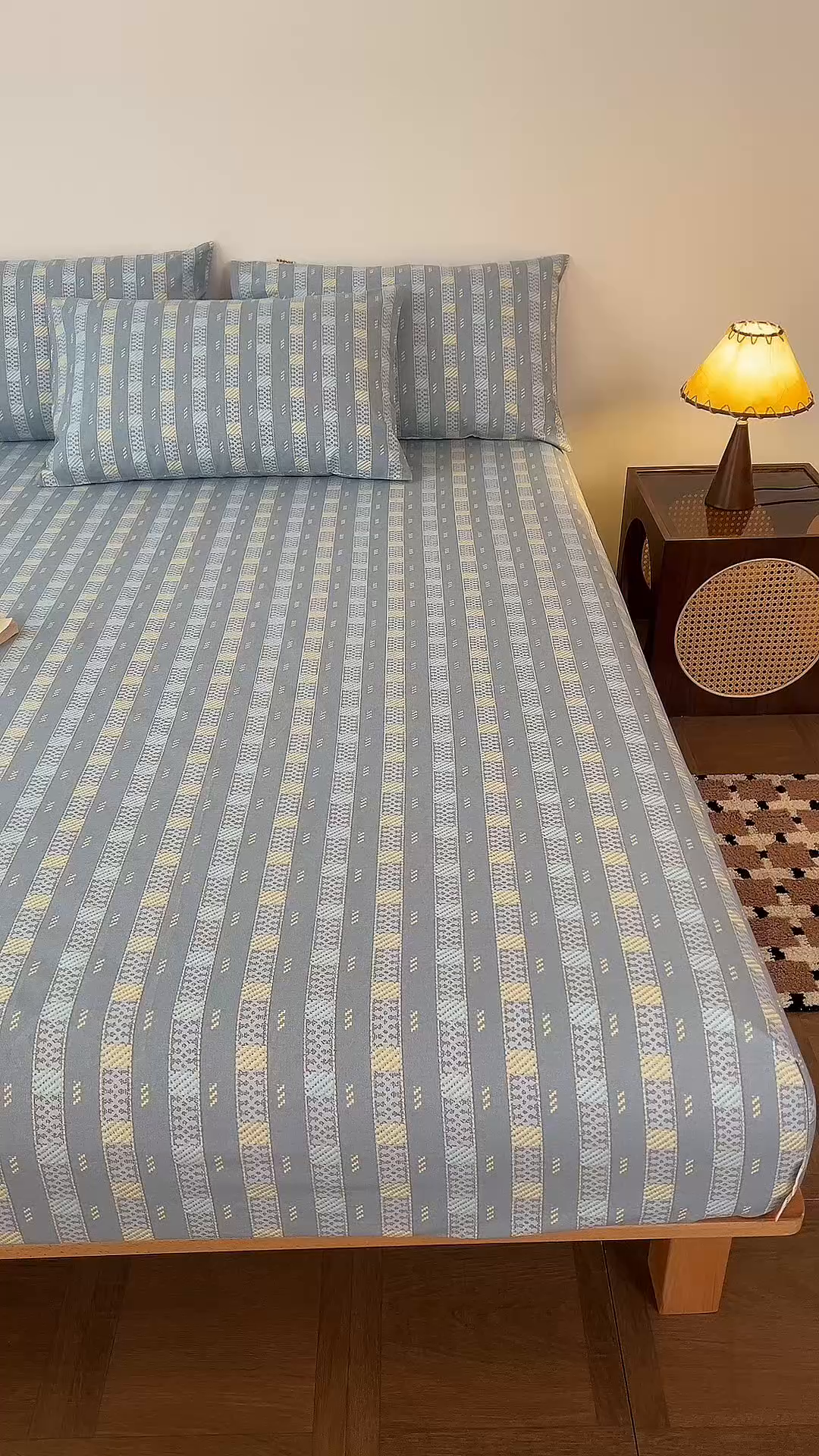 91家纺网 家纺一手货源 找家纺 春皖家纺 2026春夏新品简约款老粗布系列床笠品单床笠 床笠单件 简希灰