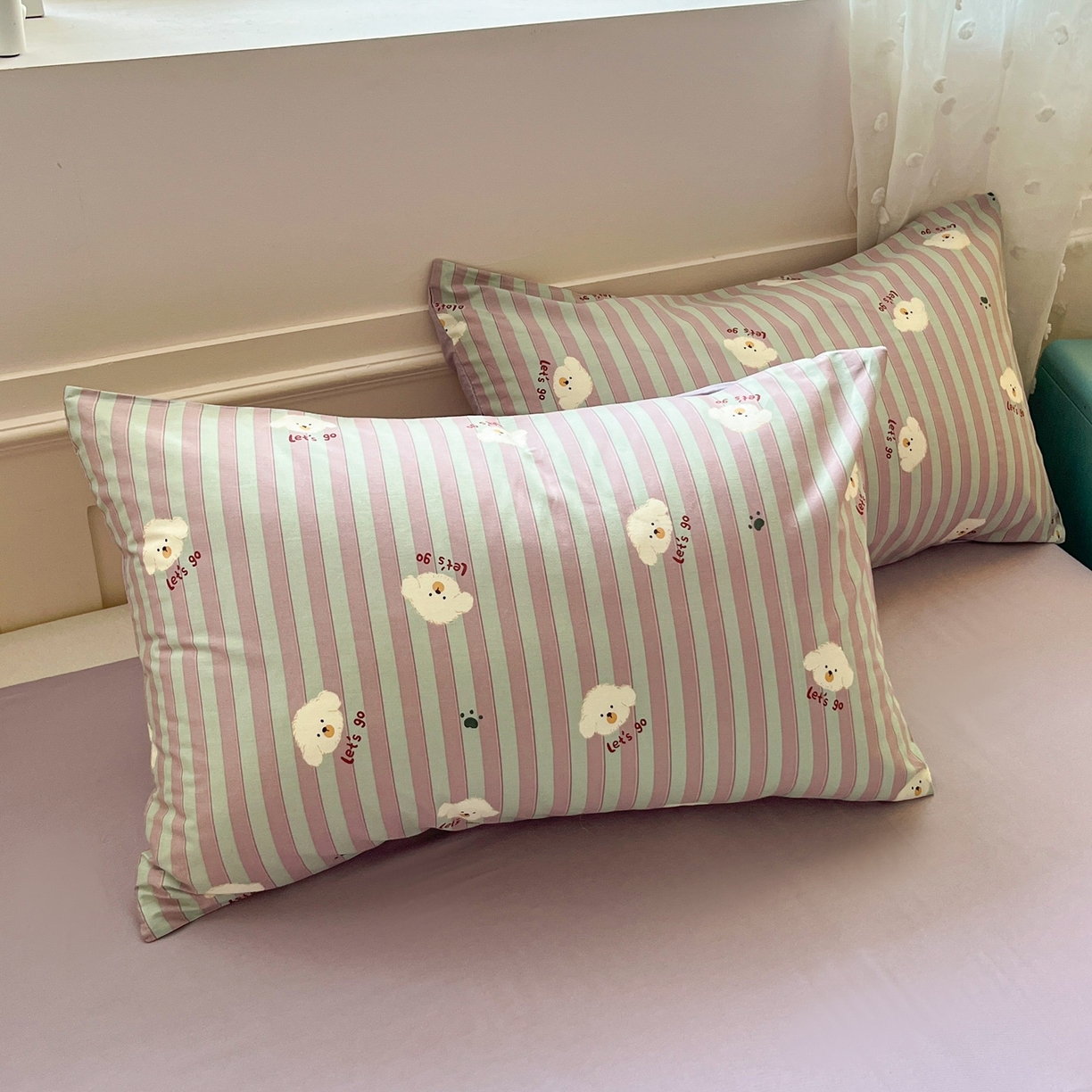 91家纺网 家纺一手货源 找家纺 （总）柠馨 2026春夏新款13372全棉纯棉印花单枕套 枕套单件-芙拉系列