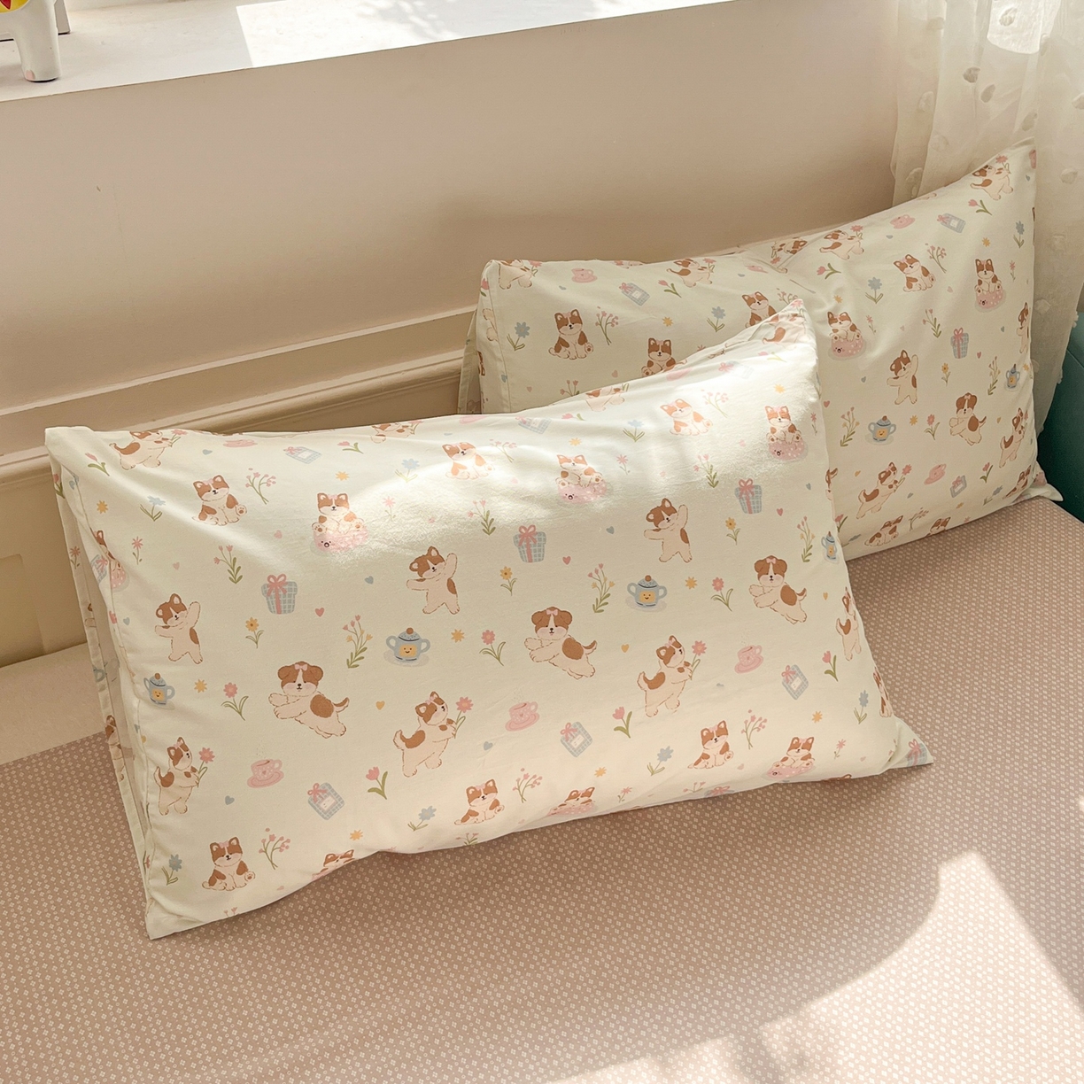 柠馨 2026春夏新款13372全棉纯棉印花单枕套 枕套单件-芙拉系列 糯米猫球