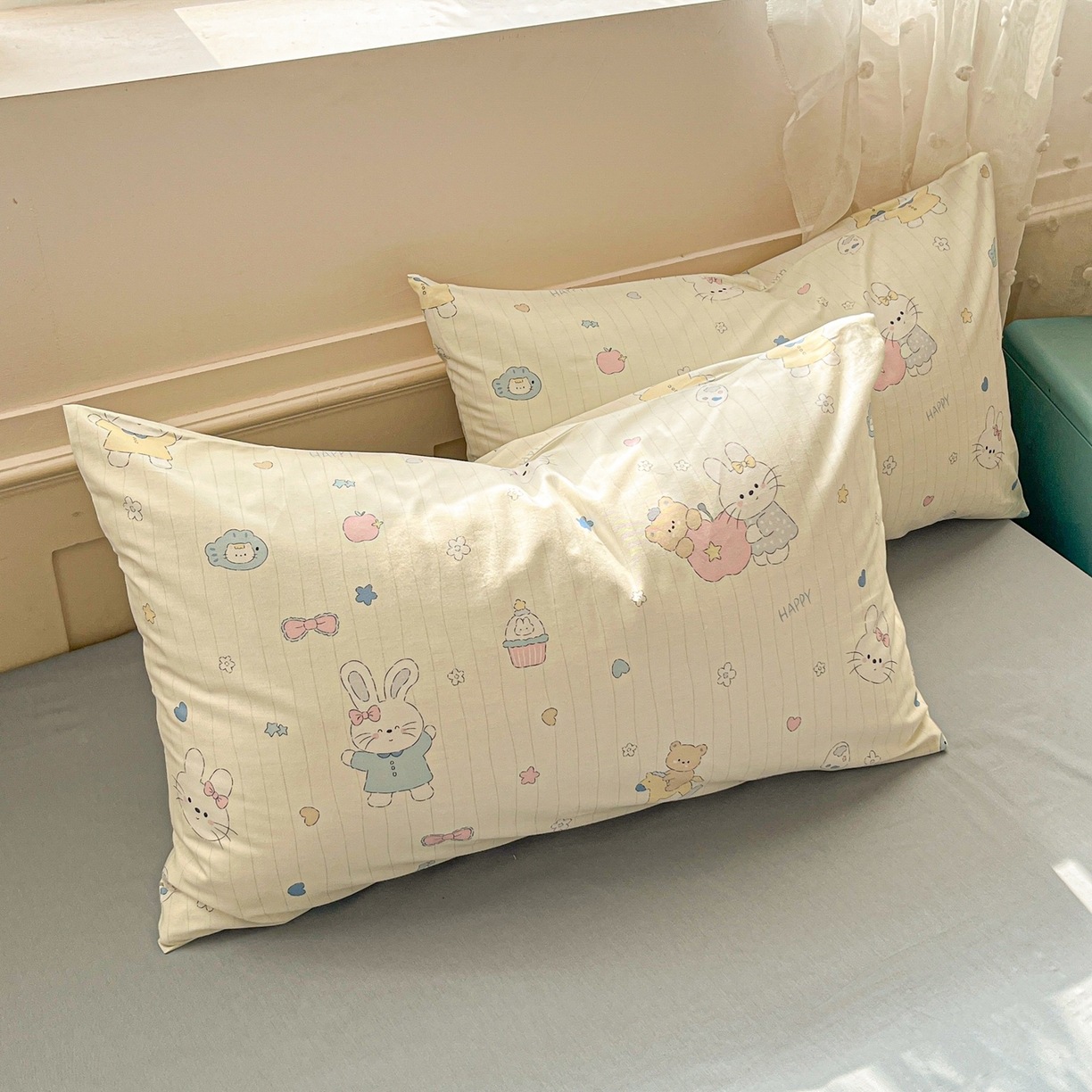 柠馨 2026春夏新款13372全棉纯棉印花单枕套 枕套单件-芙拉系列 软萌喵呜