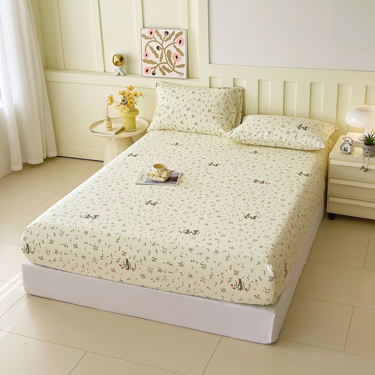 91家纺网 家纺一手货源 找家纺 春皖家纺 2026春夏新品简约款老粗布系列床笠品单床笠 床笠单件 时光