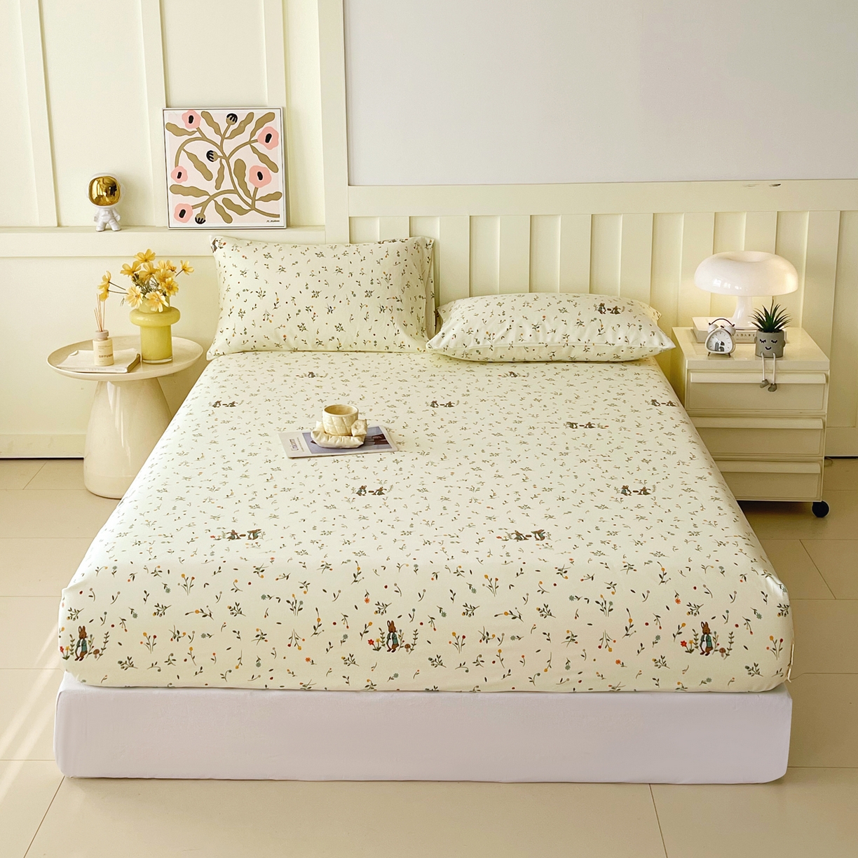 91家纺网 家纺一手货源 找家纺 春皖家纺 2026春夏新品简约款老粗布系列床笠品单床笠 床笠单件 时光