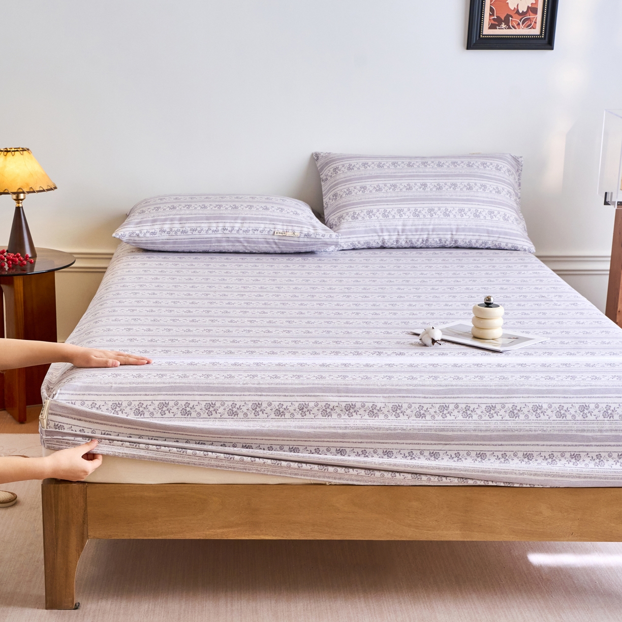 91家纺网 家纺一手货源 找家纺 春皖家纺 2026春夏新品简约款老粗布系列床笠品单床笠 床笠单件 斯年H