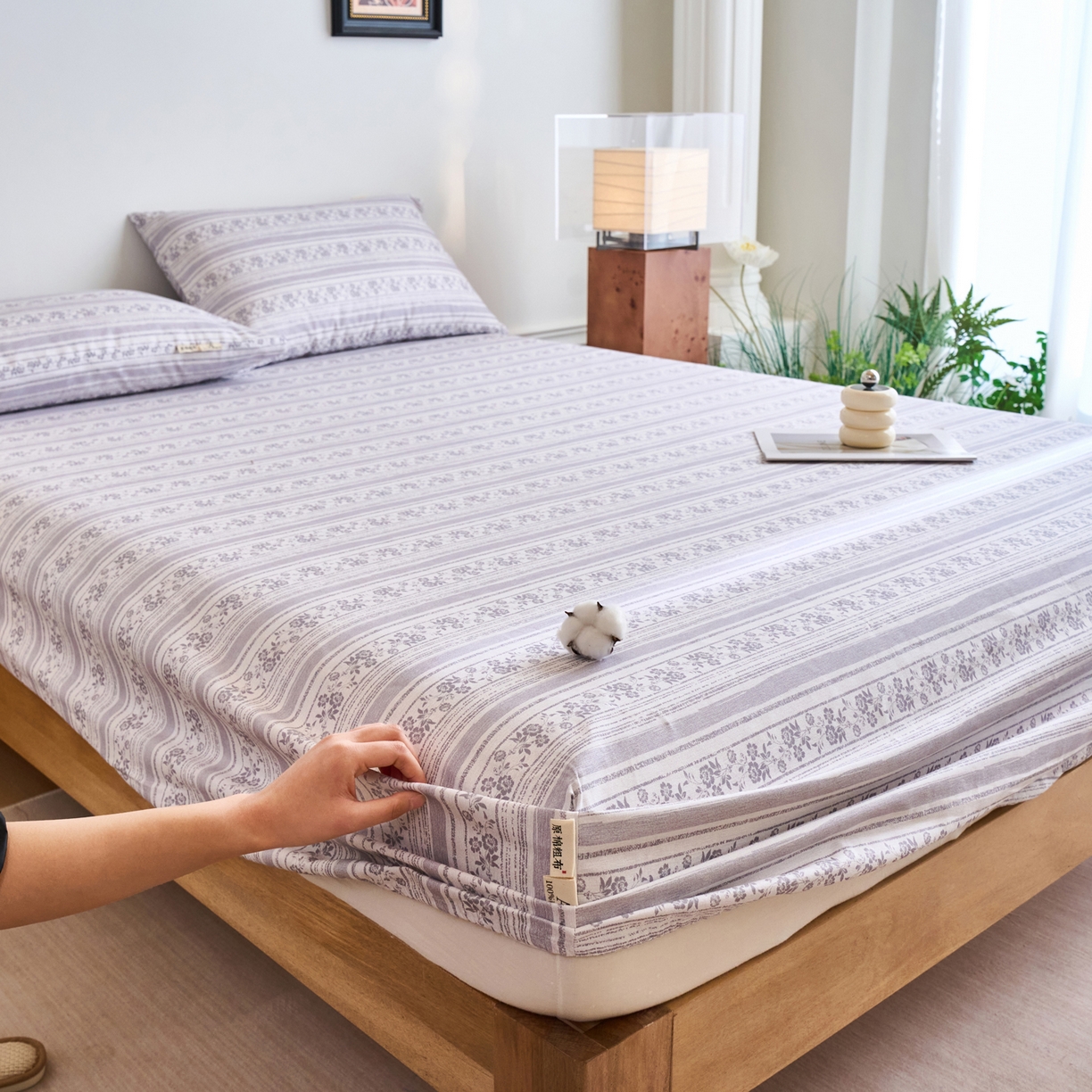 91家纺网 家纺一手货源 找家纺 春皖家纺 2026春夏新品简约款老粗布系列床笠品单床笠 床笠单件 斯年H