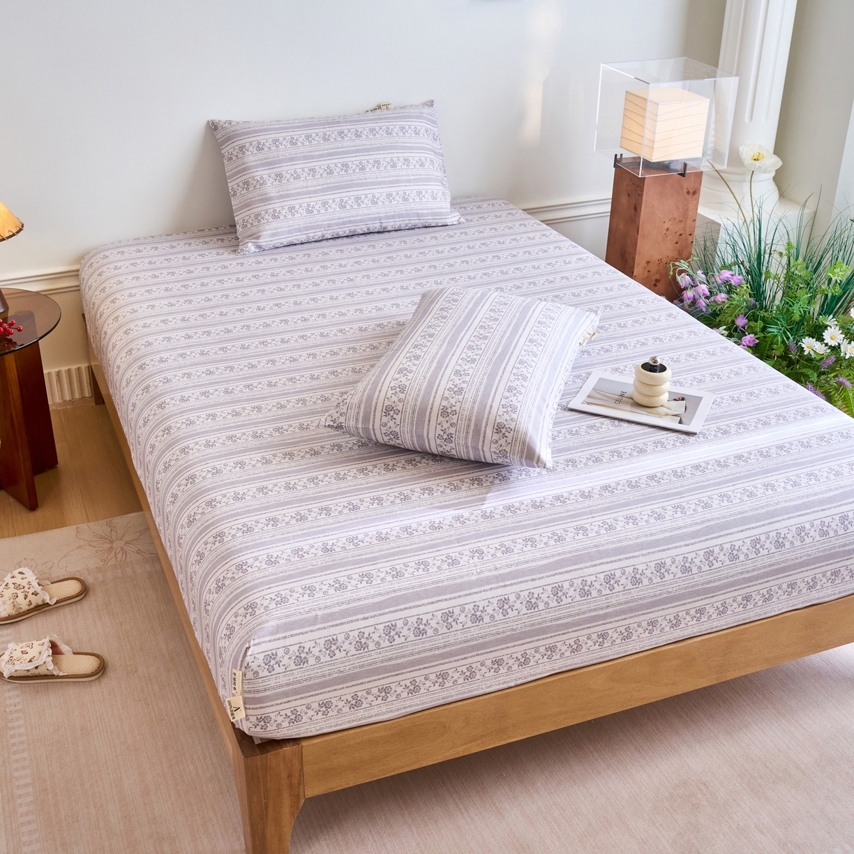 91家纺网 家纺一手货源 找家纺 春皖家纺 2026春夏新品简约款老粗布系列床笠品单床笠 床笠单件 斯年H