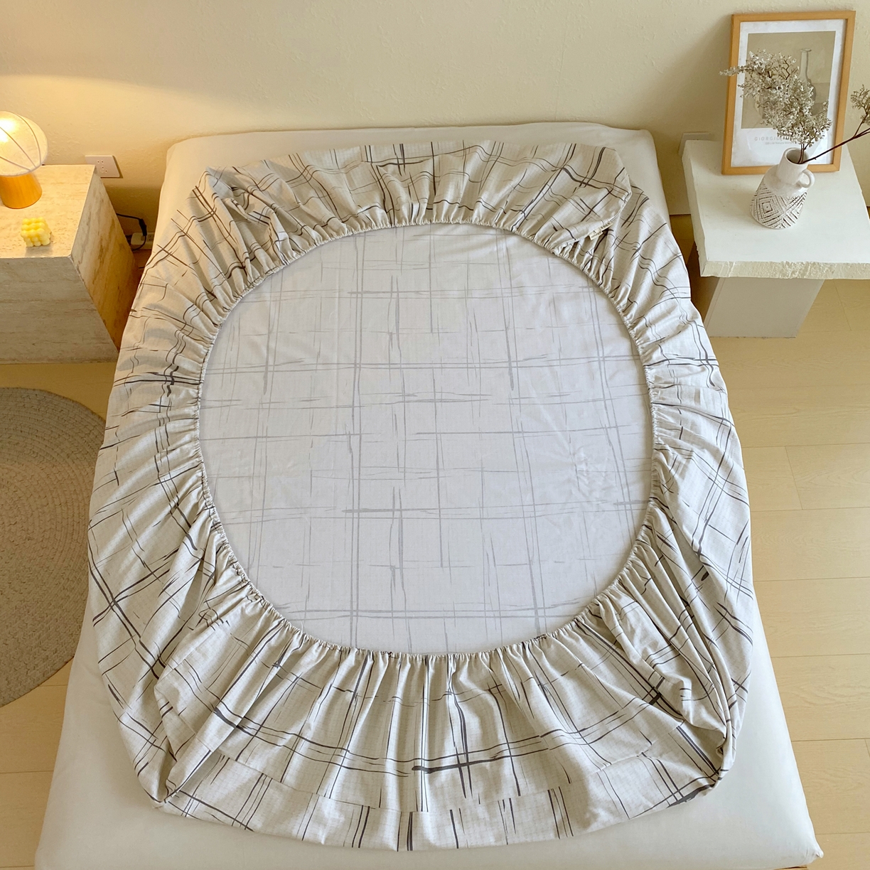 91家纺网 家纺一手货源 找家纺 春皖家纺 2026春夏新品简约款老粗布系列床笠品单床笠 床笠单件 素简