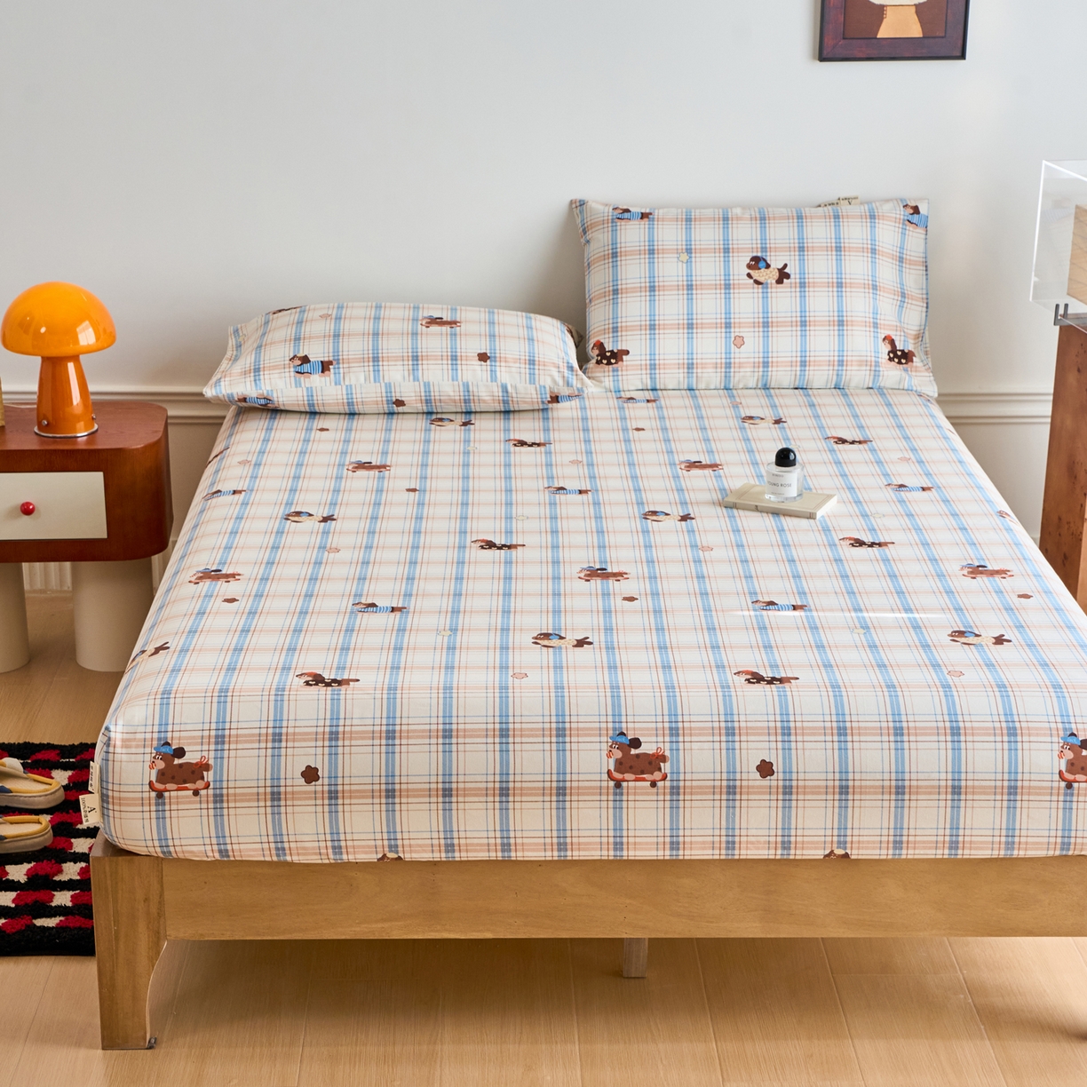 91家纺网 家纺一手货源 找家纺 春皖家纺 2026春夏新品简约款老粗布系列床笠品单床笠 床笠单件 听枫