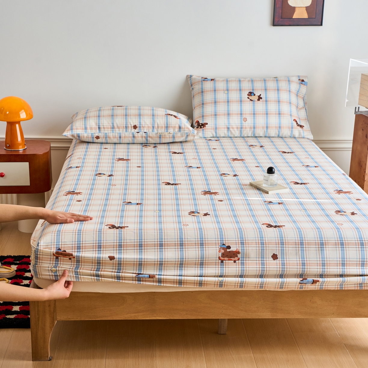 91家纺网 家纺一手货源 找家纺 春皖家纺 2026春夏新品简约款老粗布系列床笠品单床笠 床笠单件 听枫