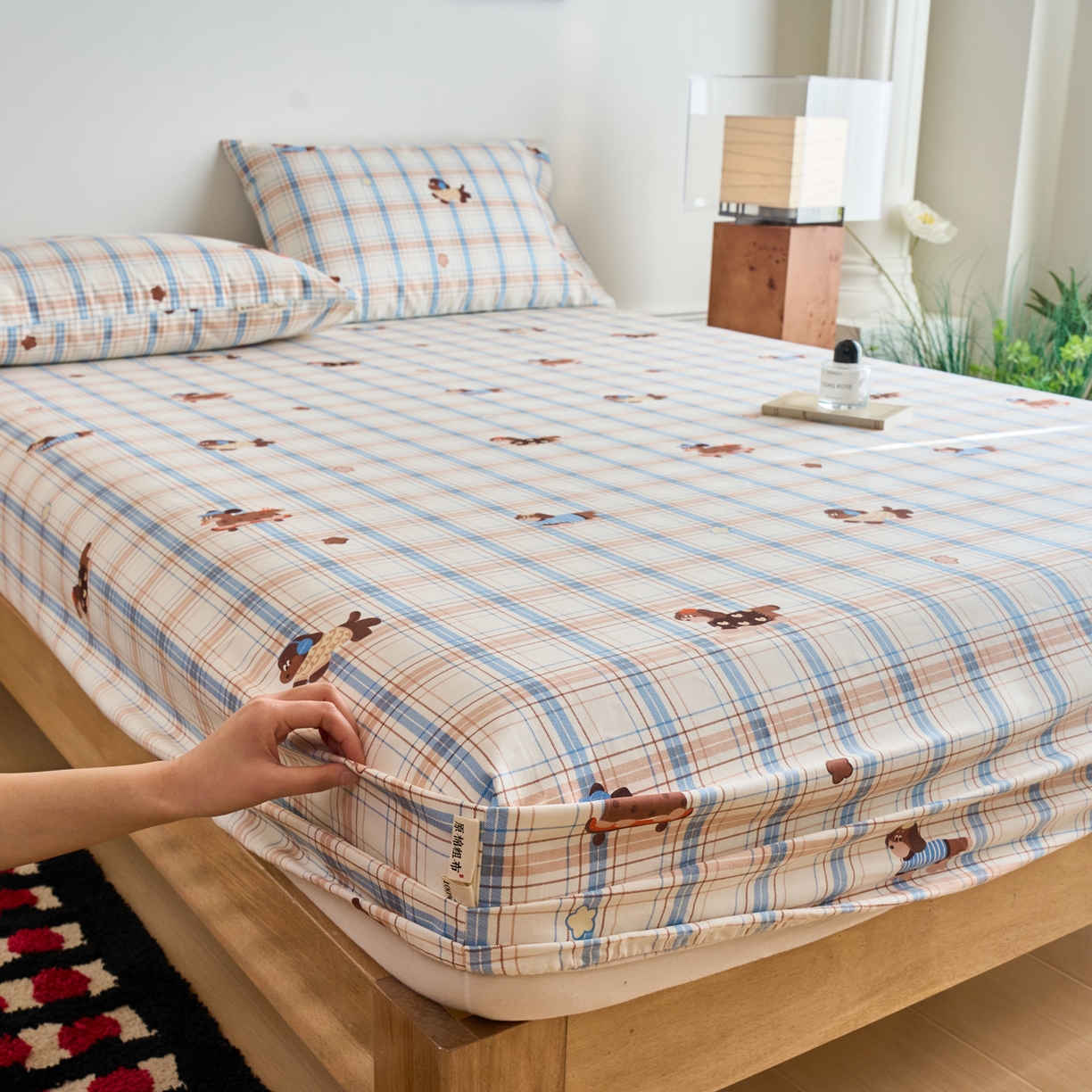 91家纺网 家纺一手货源 找家纺 春皖家纺 2026春夏新品简约款老粗布系列床笠品单床笠 床笠单件 听枫