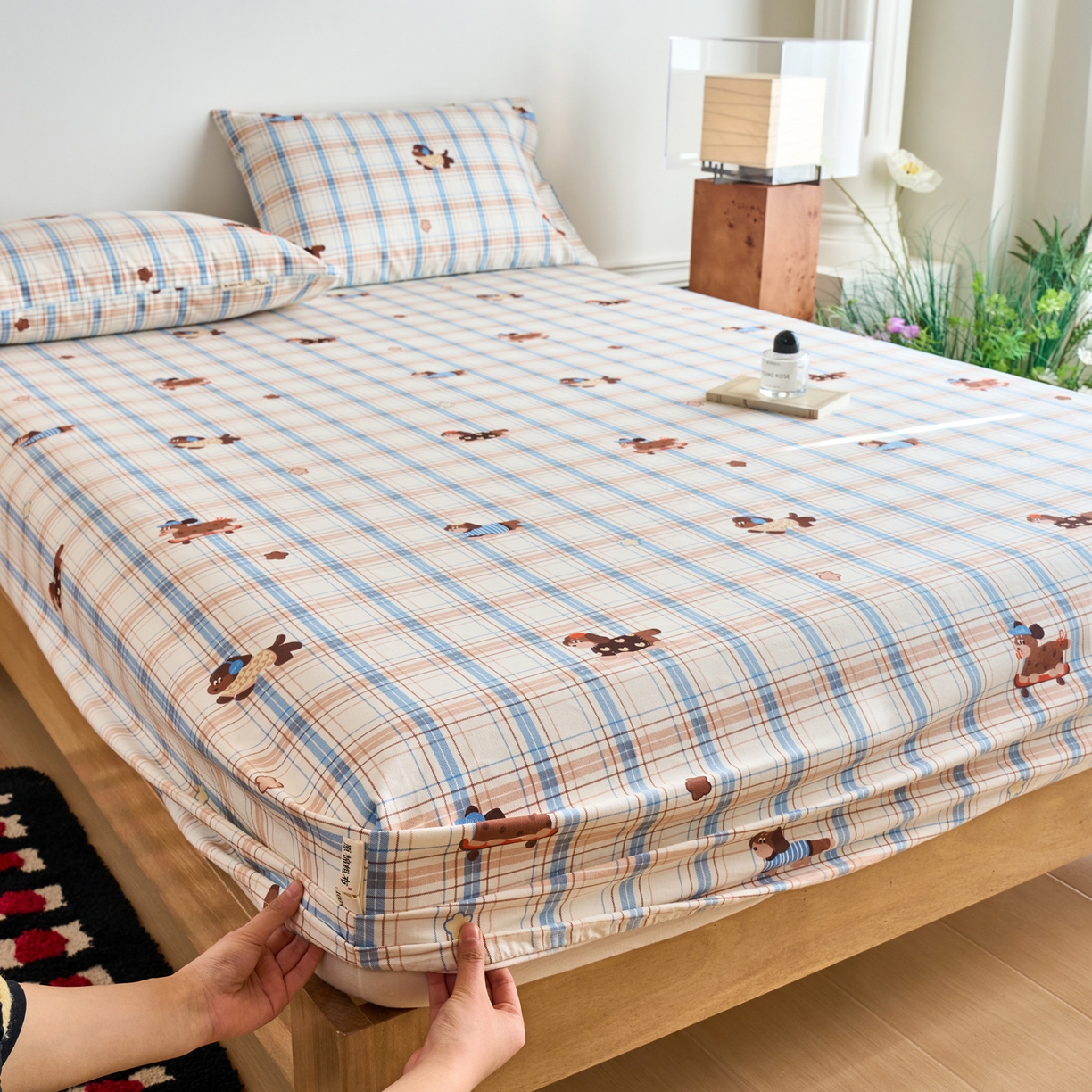 91家纺网 家纺一手货源 找家纺 春皖家纺 2026春夏新品简约款老粗布系列床笠品单床笠 床笠单件 听枫