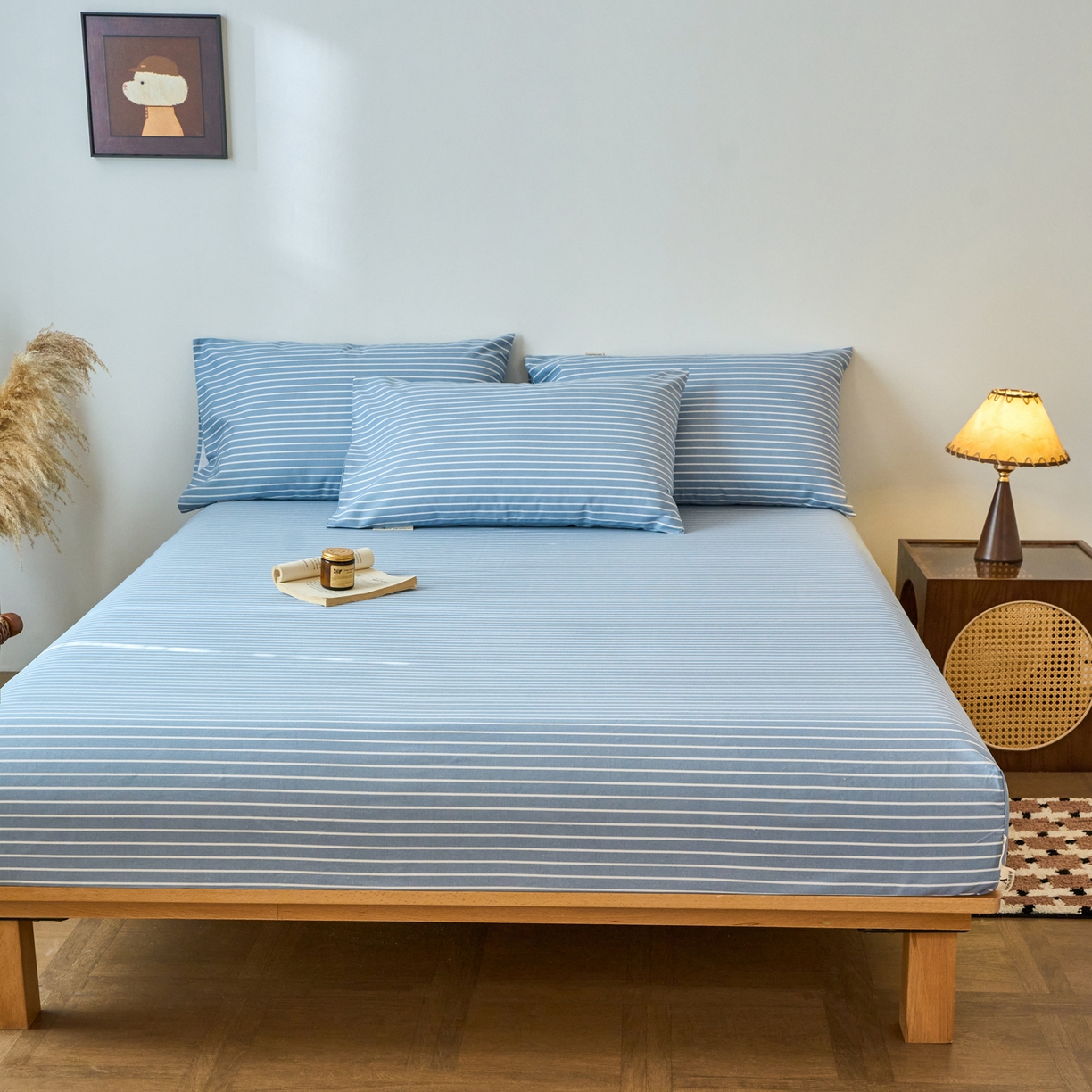 91家纺网 家纺一手货源 找家纺 春皖家纺 2026春夏新品简约款老粗布系列床笠品单床笠 床笠单件 细川-聚