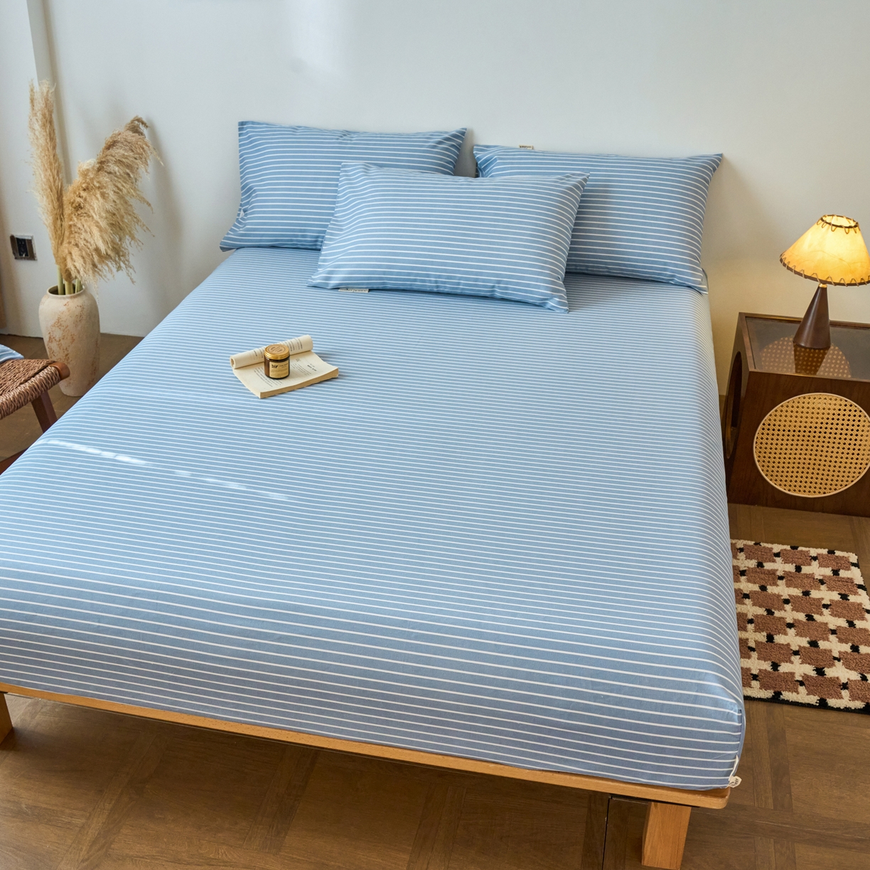 91家纺网 家纺一手货源 找家纺 春皖家纺 2026春夏新品简约款老粗布系列床笠品单床笠 床笠单件 细川-聚