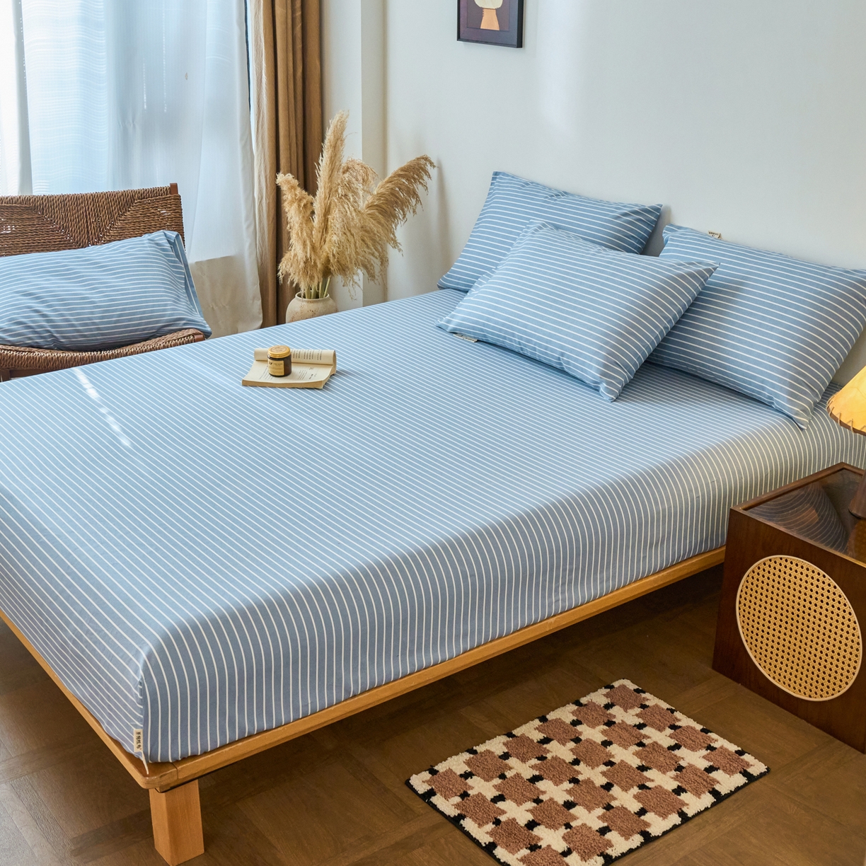 91家纺网 家纺一手货源 找家纺 春皖家纺 2026春夏新品简约款老粗布系列床笠品单床笠 床笠单件 细川-聚