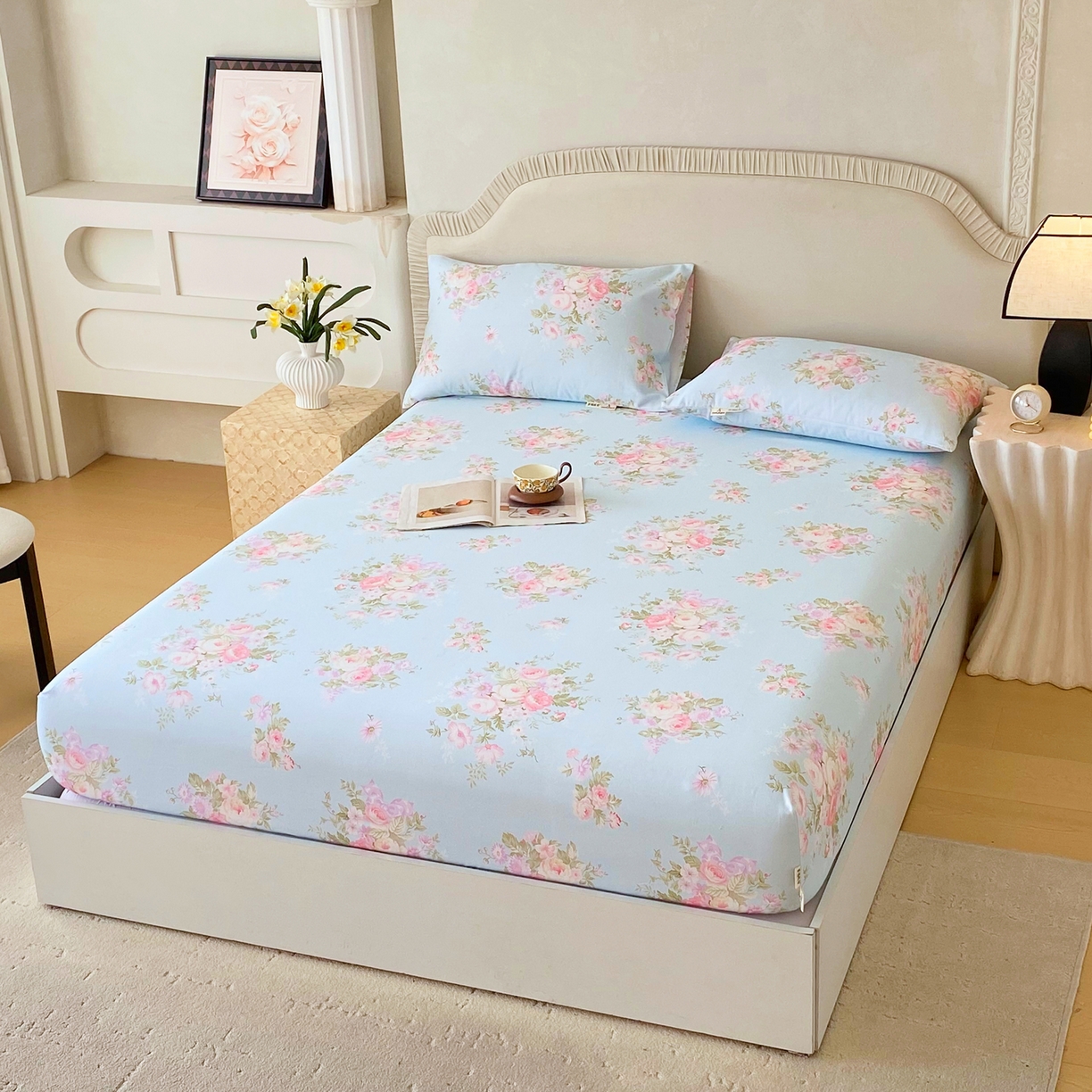 91家纺网 家纺一手货源 找家纺 春皖家纺 2026春夏新品简约款老粗布系列床笠品单床笠 床笠单件 向晚