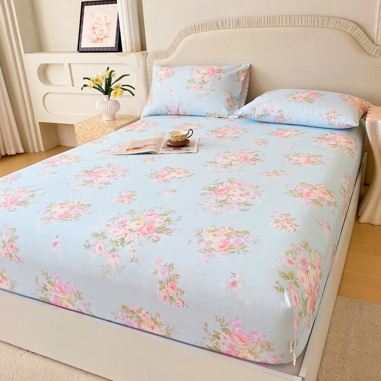 91家纺网 家纺一手货源 找家纺 春皖家纺 2026春夏新品简约款老粗布系列床笠品单床笠 床笠单件 向晚