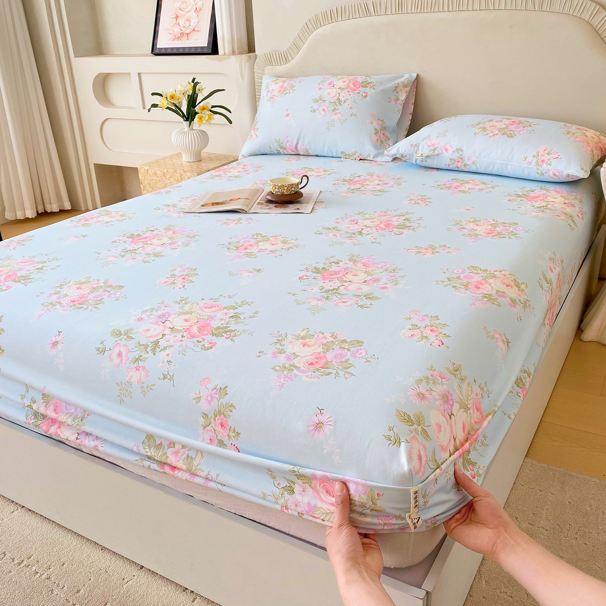 91家纺网 家纺一手货源 找家纺 春皖家纺 2026春夏新品简约款老粗布系列床笠品单床笠 床笠单件 向晚