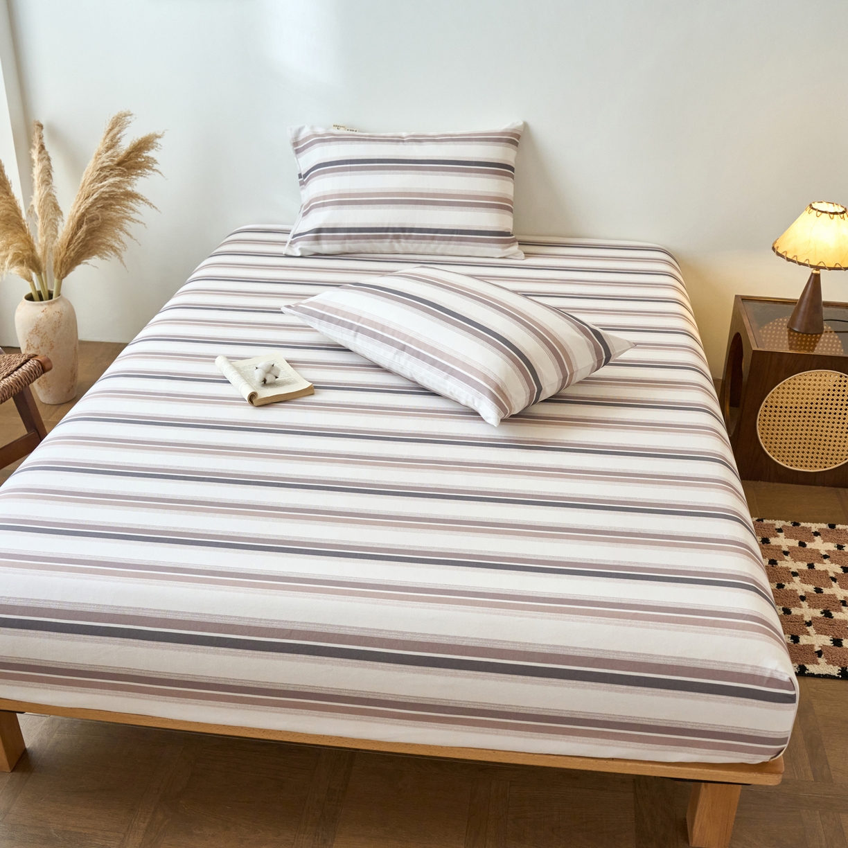 91家纺网 家纺一手货源 找家纺 春皖家纺 2026春夏新品简约款老粗布系列床笠品单床笠 床笠单件 星纬