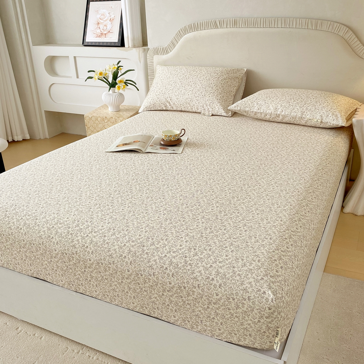 91家纺网 家纺一手货源 找家纺 春皖家纺 2026春夏新品简约款老粗布系列床笠品单床笠 床笠单件 醒风