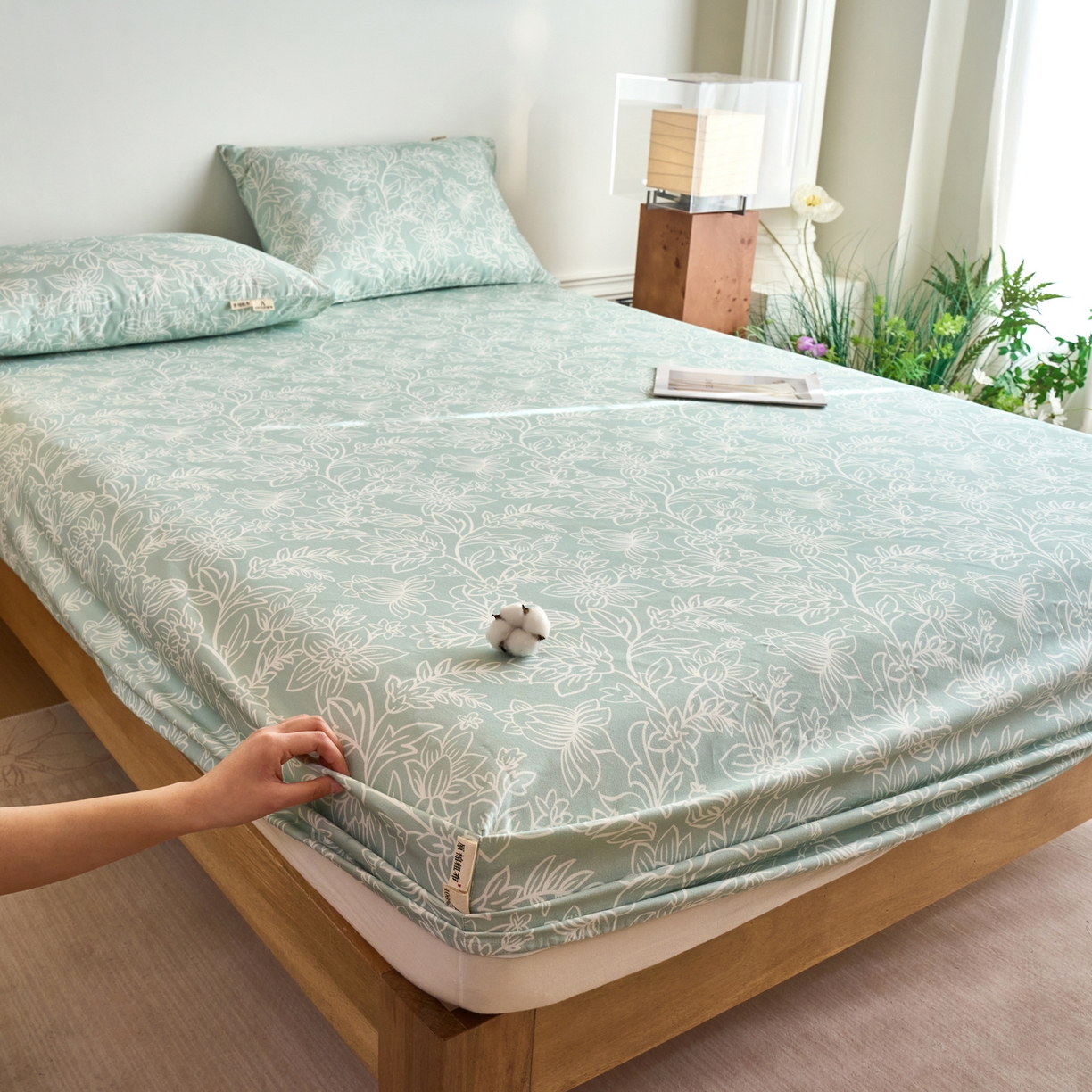 91家纺网 家纺一手货源 找家纺 春皖家纺 2026春夏新品简约款老粗布系列床笠品单床笠 床笠单件 意禾Y