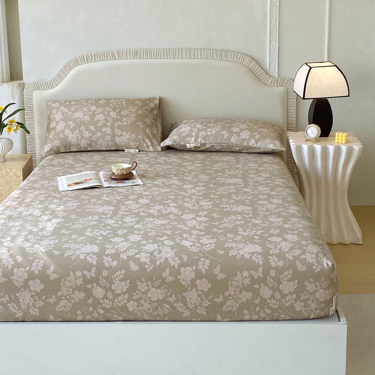 91家纺网 家纺一手货源 找家纺 春皖家纺 2026春夏新品简约款老粗布系列床笠品单床笠 床笠单件 幽色