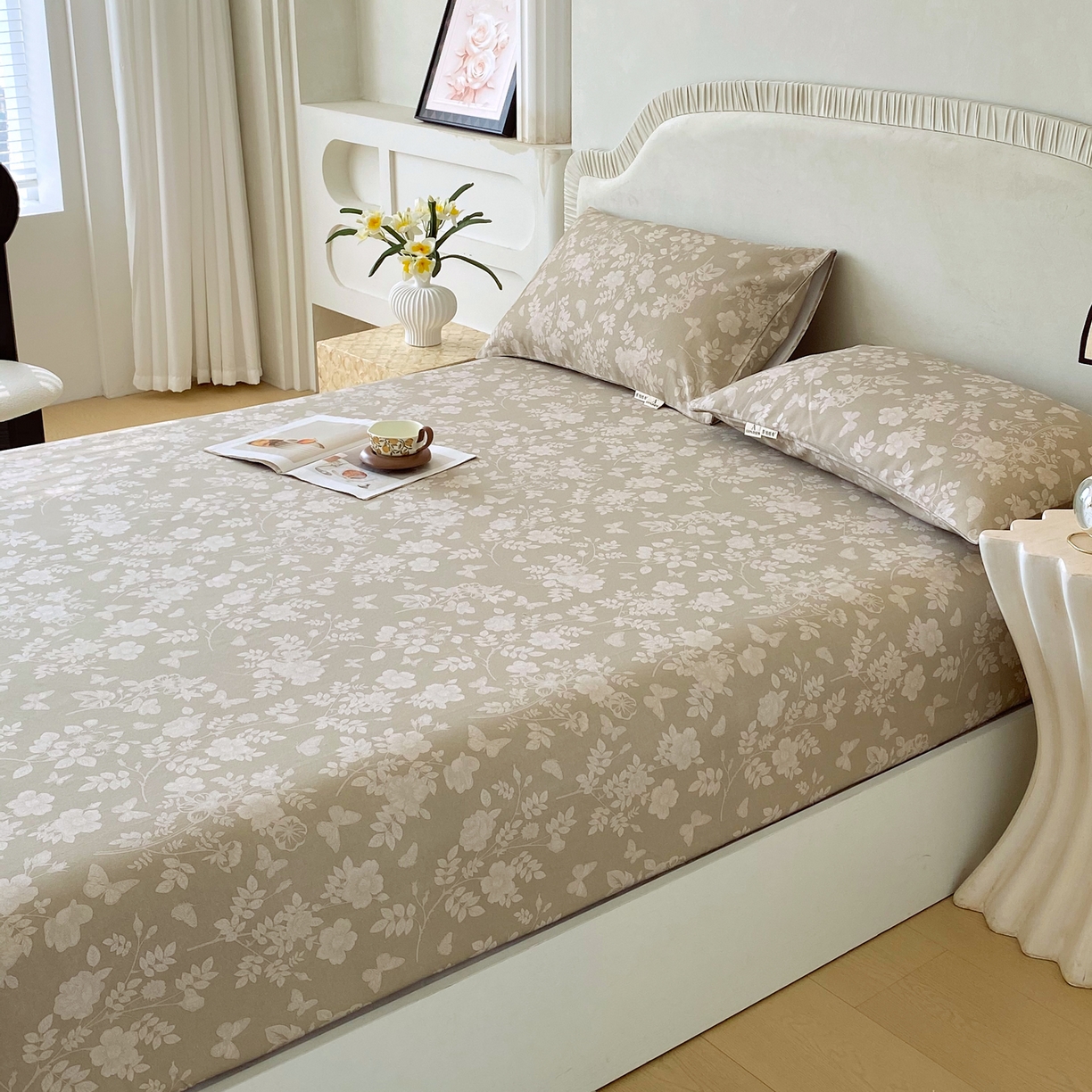 91家纺网 家纺一手货源 找家纺 春皖家纺 2026春夏新品简约款老粗布系列床笠品单床笠 床笠单件 幽色