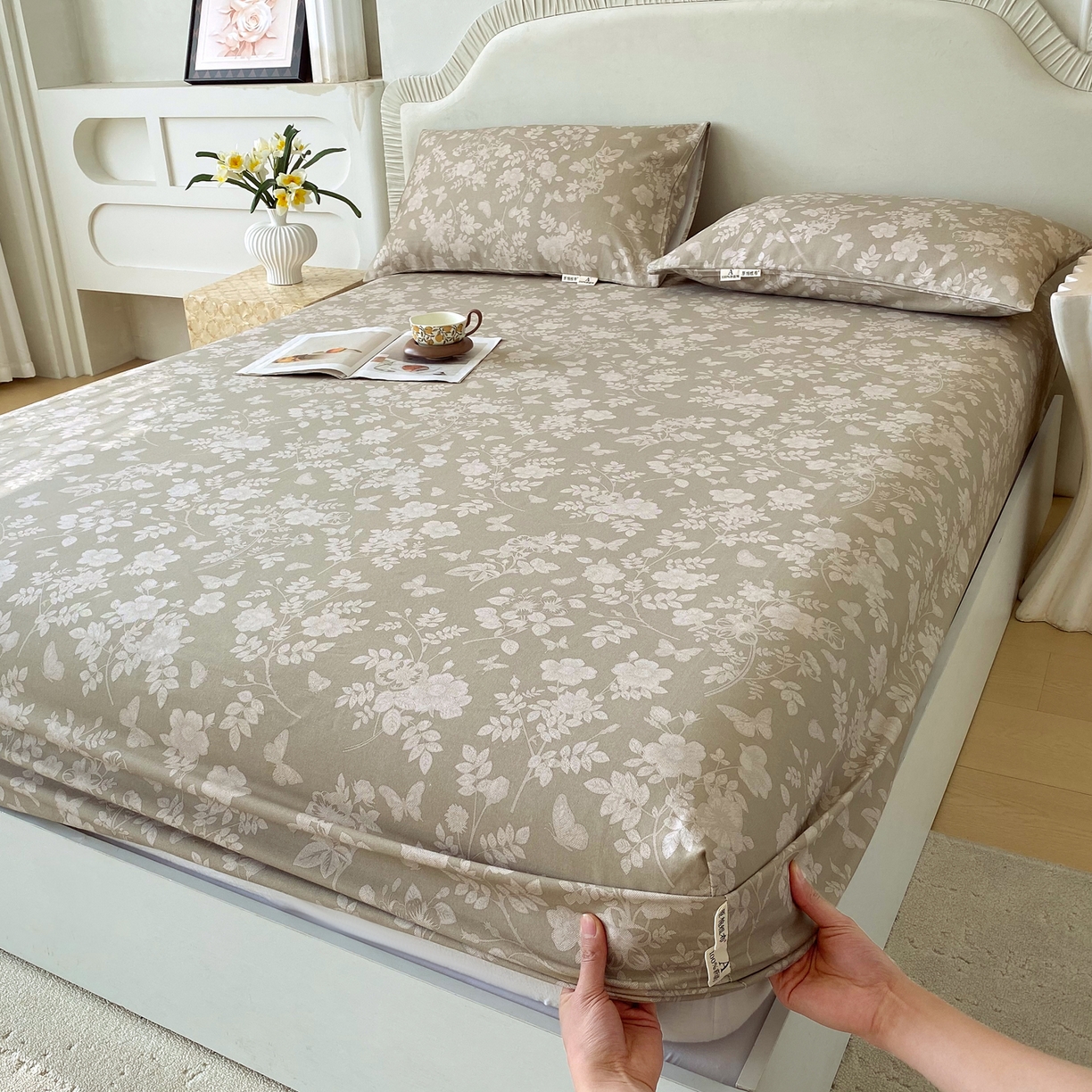 91家纺网 家纺一手货源 找家纺 春皖家纺 2026春夏新品简约款老粗布系列床笠品单床笠 床笠单件 幽色