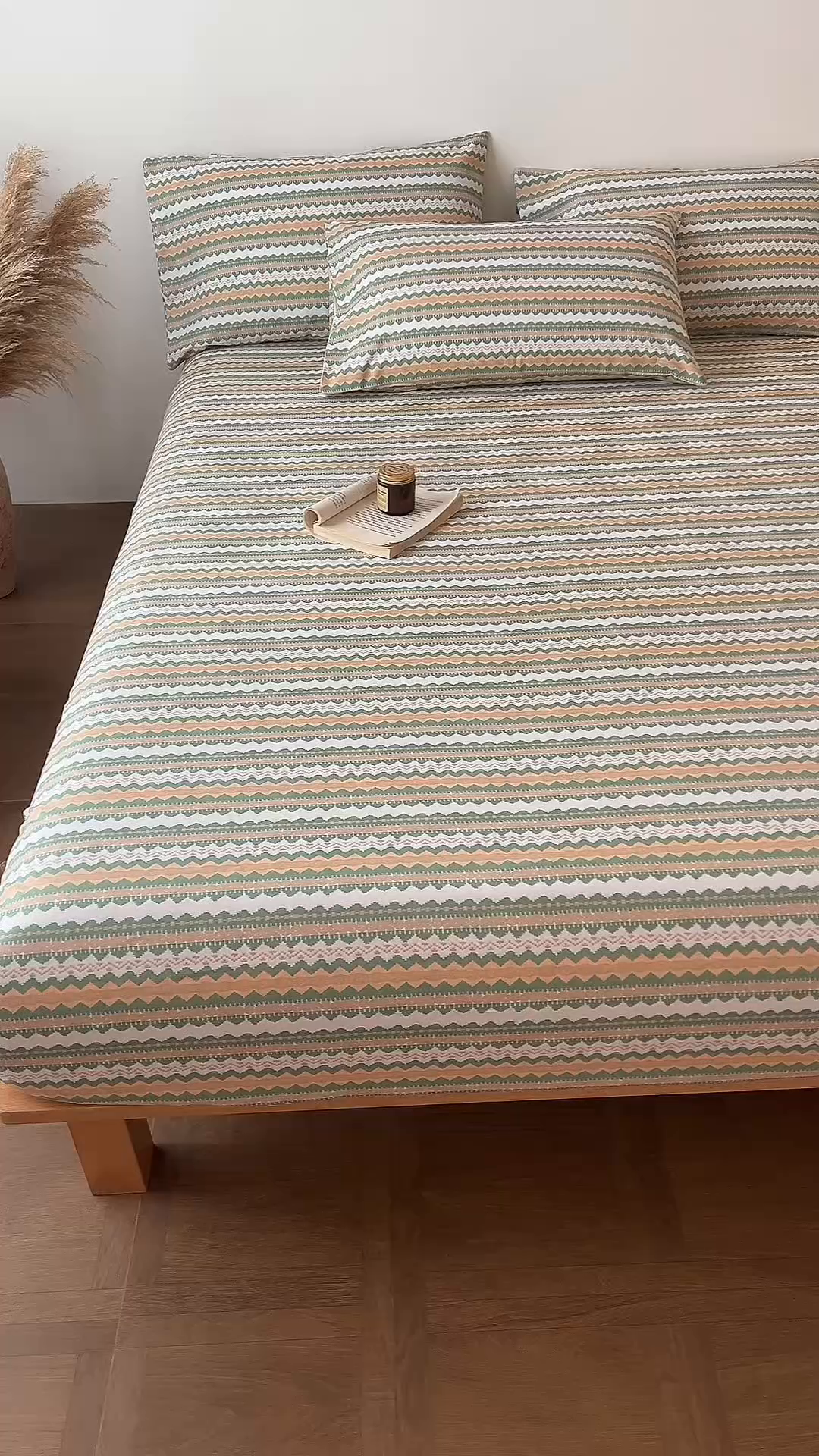 91家纺网 家纺一手货源 找家纺 春皖家纺 2026春夏新品简约款老粗布系列床笠品单床笠 床笠单件 羽安-绿