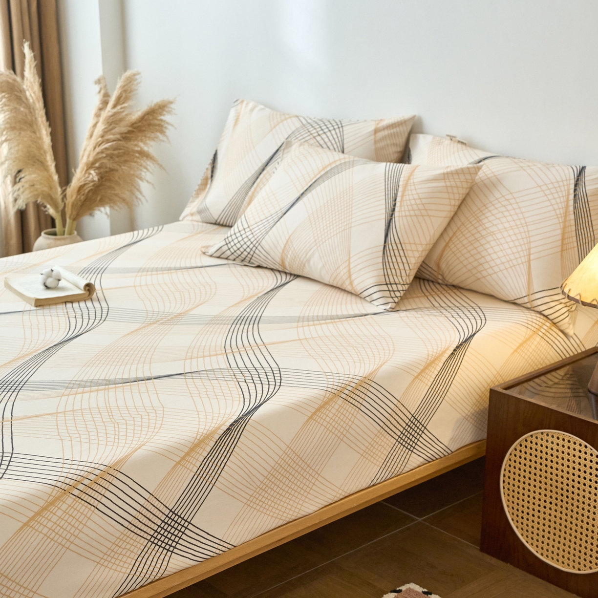 91家纺网 家纺一手货源 找家纺 春皖家纺 2026春夏新品简约款老粗布系列床笠品单床笠 床笠单件 月白