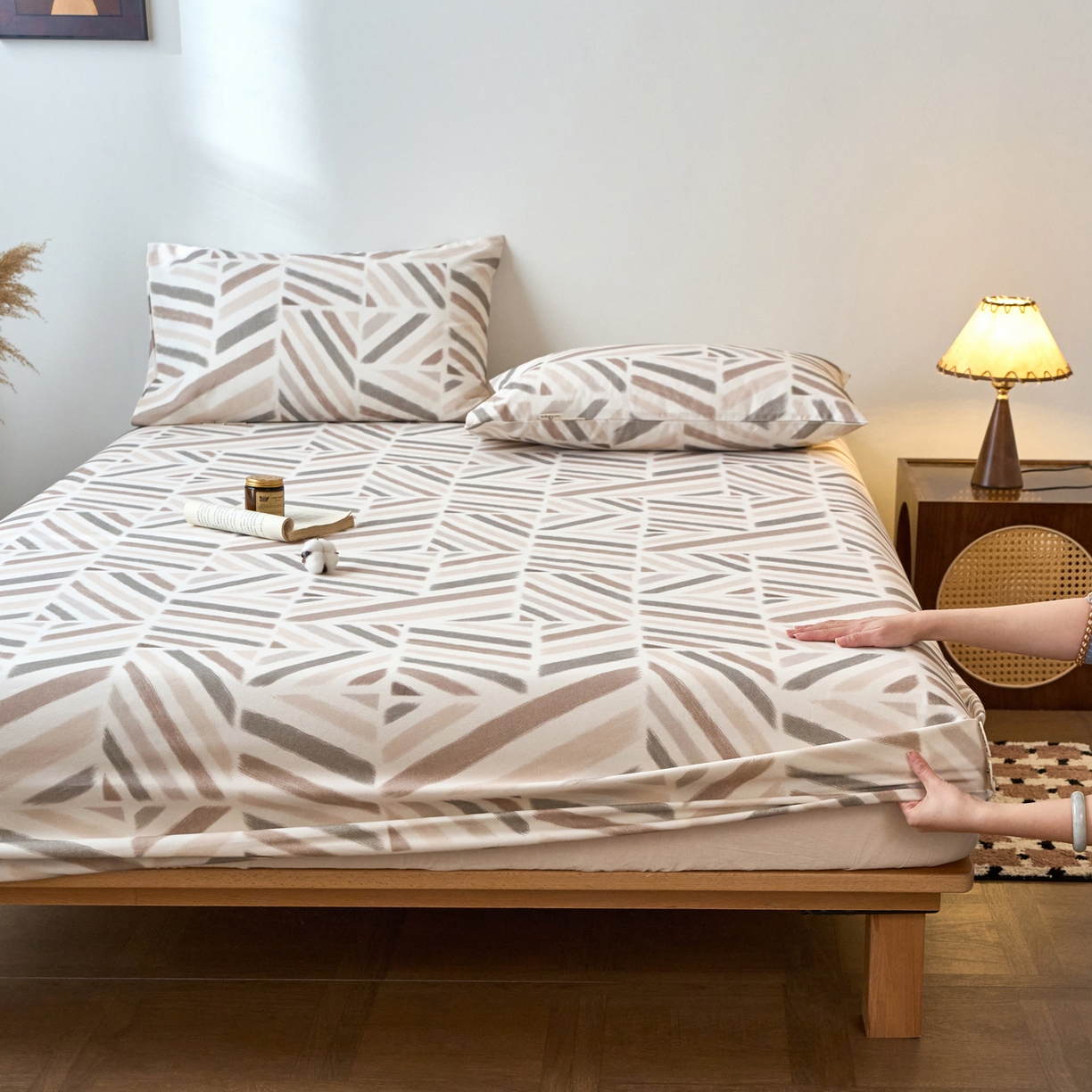 91家纺网 家纺一手货源 找家纺 春皖家纺 2026春夏新品简约款老粗布系列床笠品单床笠 床笠单件 云帆Y