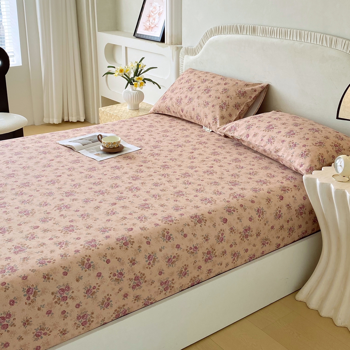 91家纺网 家纺一手货源 找家纺 春皖家纺 2026春夏新品简约款老粗布系列床笠品单床笠 床笠单件 云裳