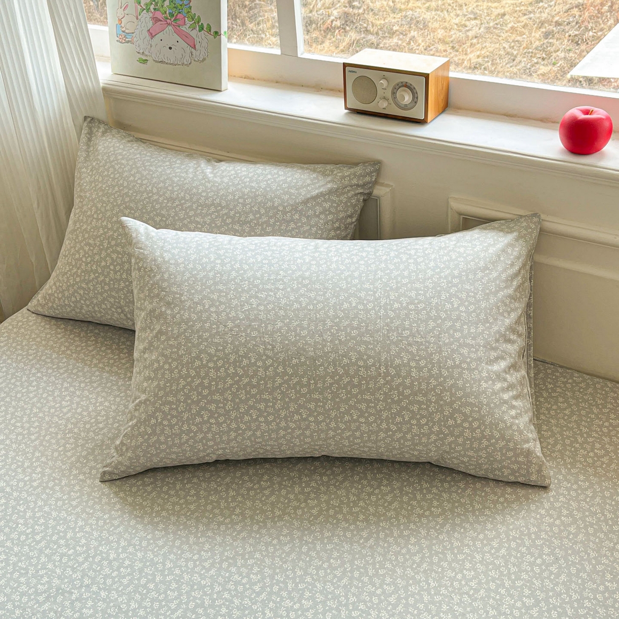 柠馨 2026新款13372全棉印花单枕套枕套单件-薇丽 彼岸-灰