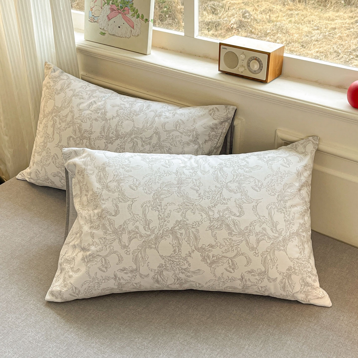 柠馨 2026新款13372全棉印花单枕套枕套单件-薇丽 浓墨