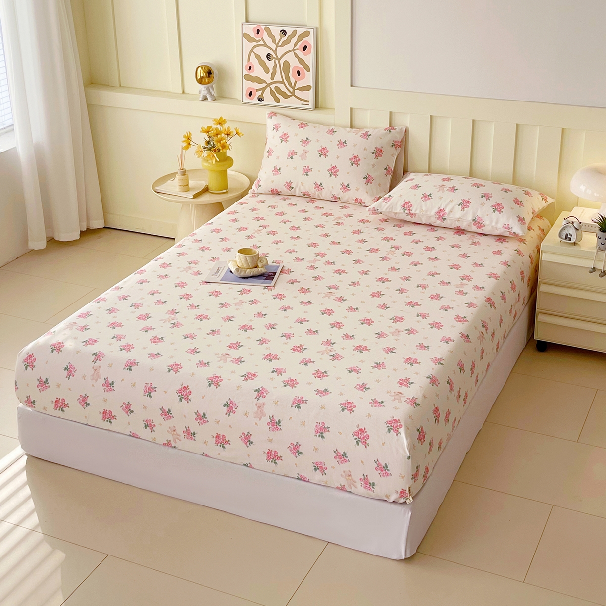 91家纺网 家纺一手货源 找家纺 春皖家纺 2026春夏新品简约款老粗布系列床笠品单床笠 床笠单件 芝甜