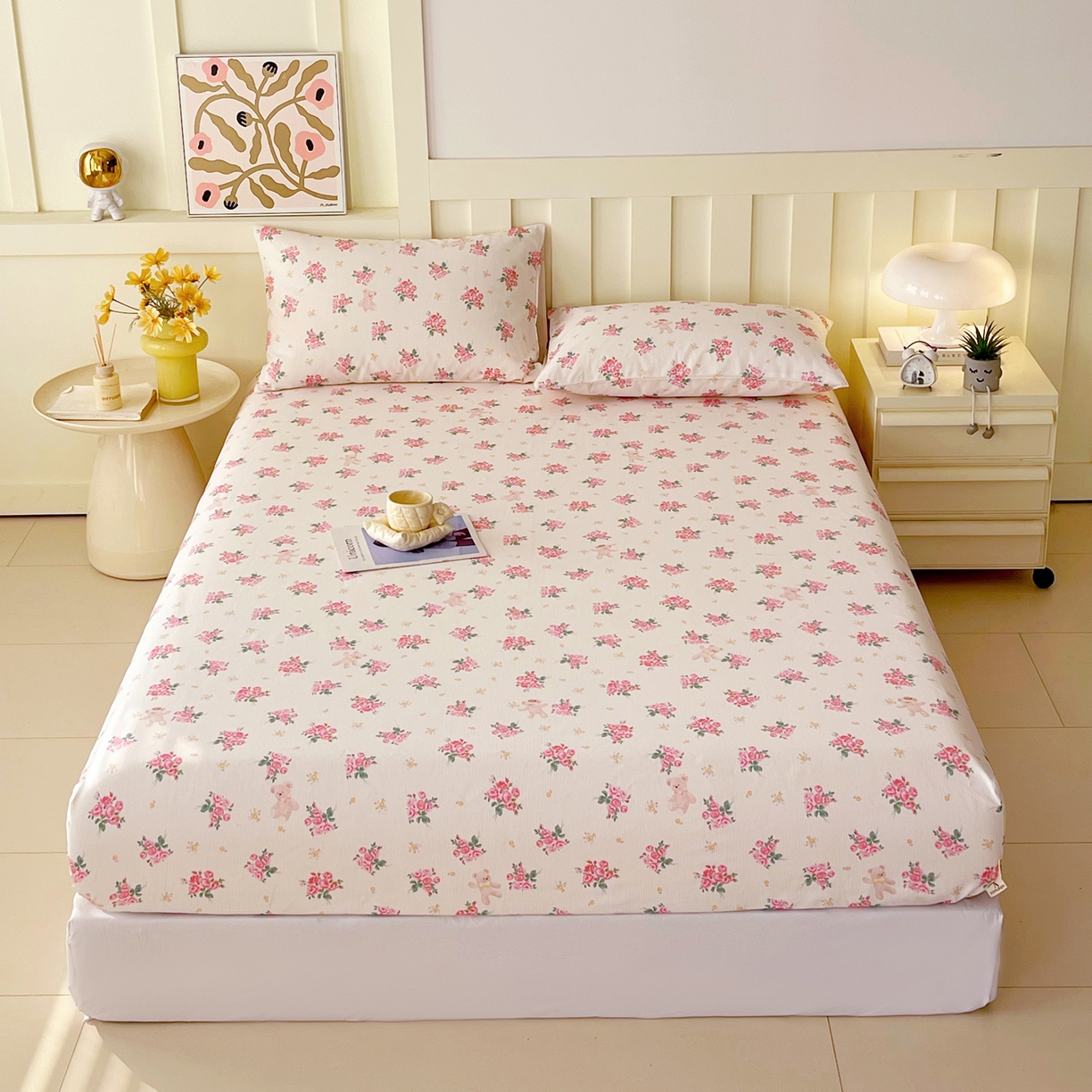 91家纺网 家纺一手货源 找家纺 春皖家纺 2026春夏新品简约款老粗布系列床笠品单床笠 床笠单件 芝甜