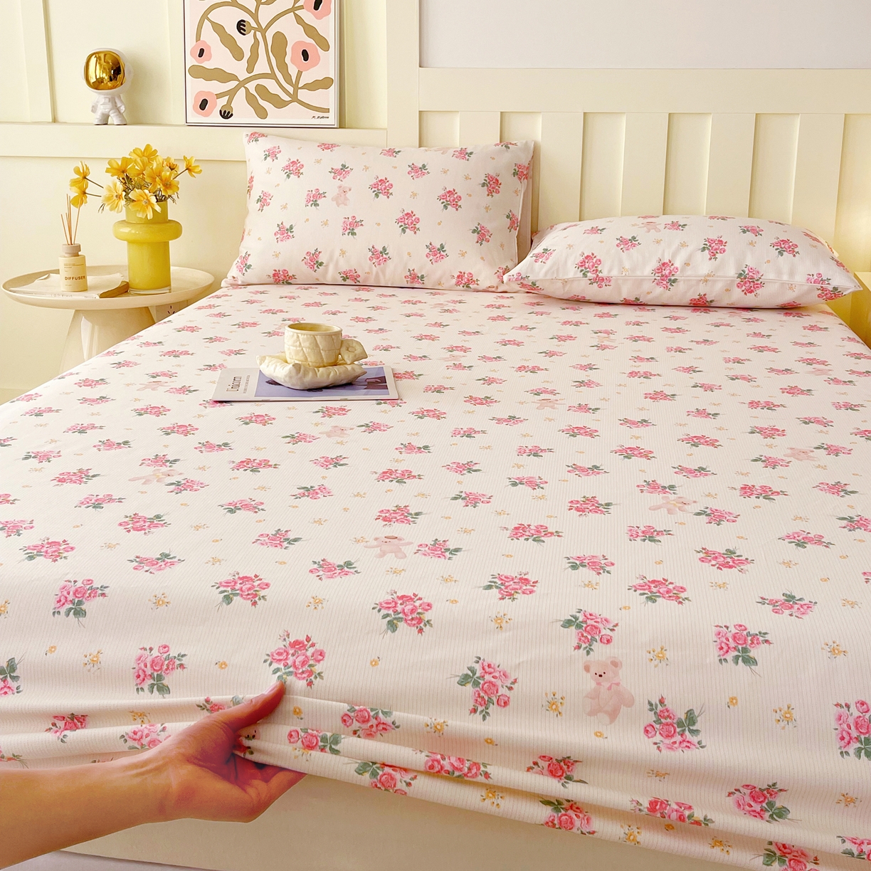 91家纺网 家纺一手货源 找家纺 春皖家纺 2026春夏新品简约款老粗布系列床笠品单床笠 床笠单件 芝甜