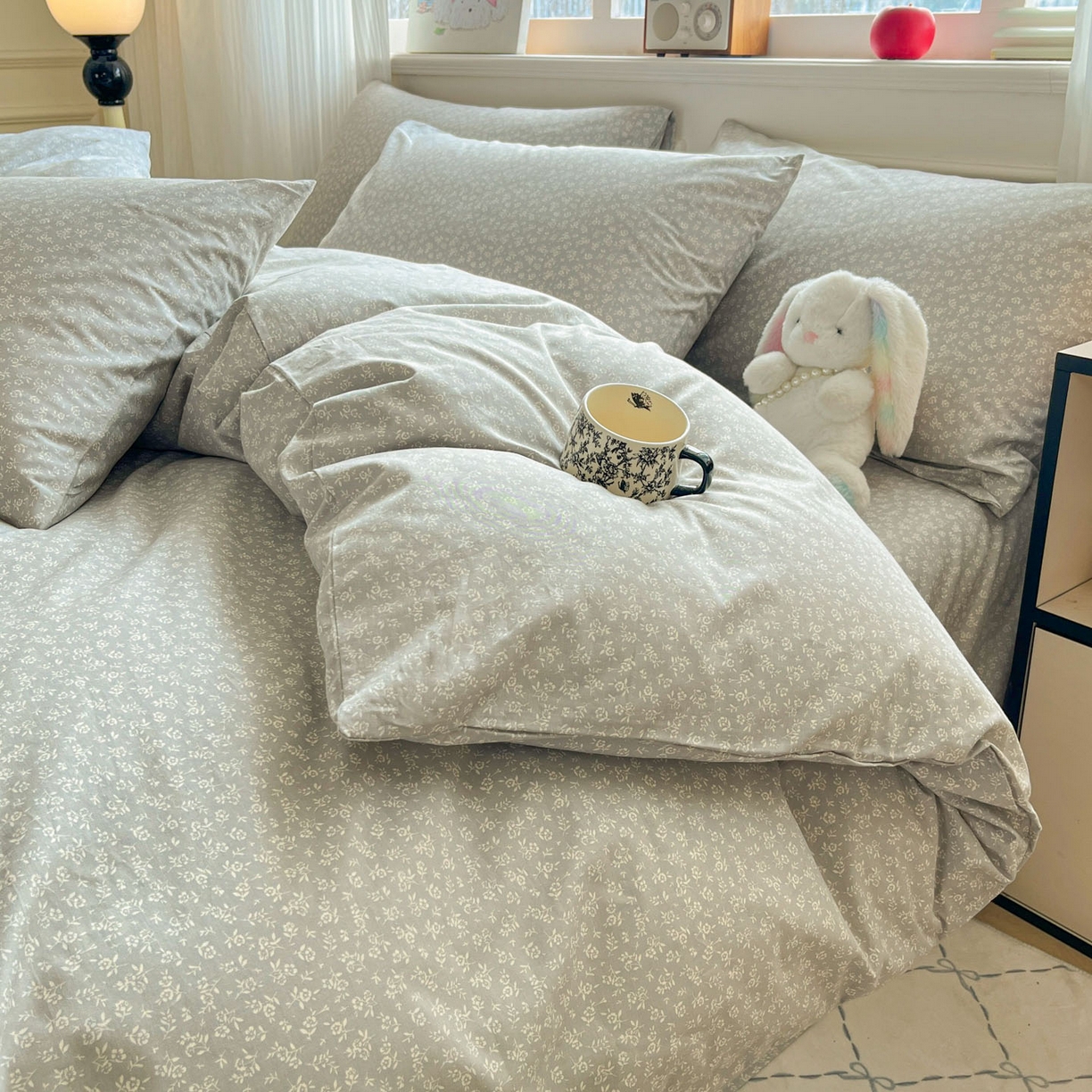 91家纺网 家纺一手货源 找家纺 柠馨 2026新款13372全棉印花单被套被套单件-薇丽 彼岸-灰