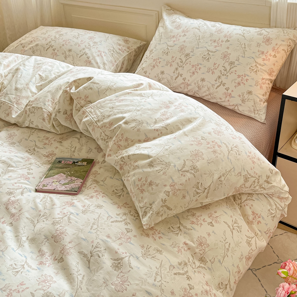 91家纺网 家纺一手货源 找家纺 柠馨 2026新款13372全棉印花单被套被套单件-薇丽 纯真-粉