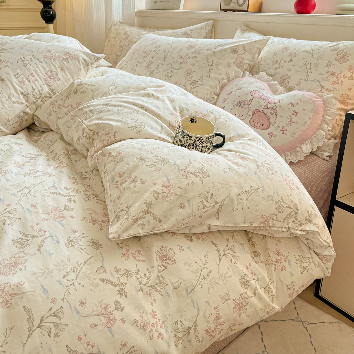 91家纺网 家纺一手货源 找家纺 柠馨 2026新款13372全棉印花单被套被套单件-薇丽 纯真-粉