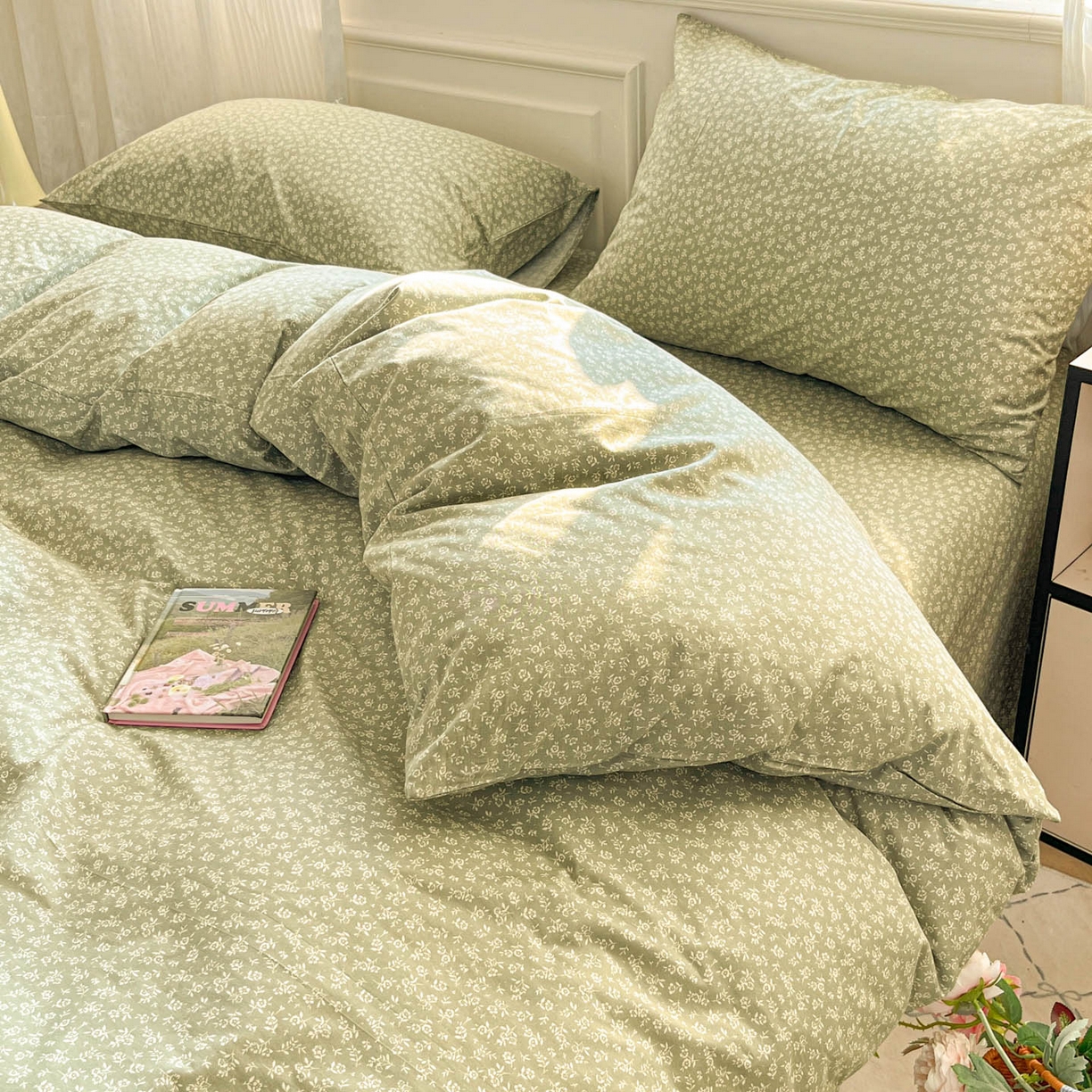 91家纺网 家纺一手货源 找家纺 柠馨 2026新款13372全棉印花单被套被套单件-薇丽 彼岸-绿