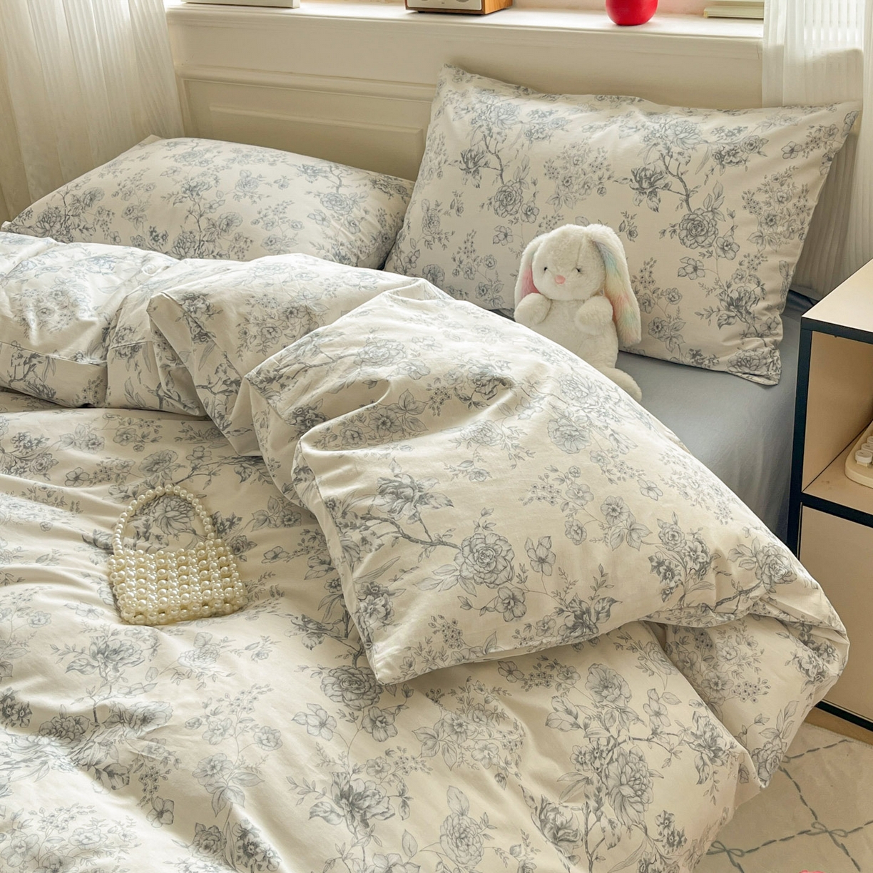 91家纺网 家纺一手货源 找家纺 柠馨 2026新款13372全棉印花单被套被套单件-薇丽 流影