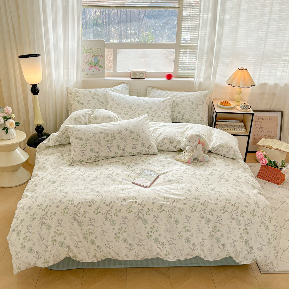 91家纺网 家纺一手货源 找家纺 柠馨 2026新款13372全棉印花单被套被套单件-薇丽 纯真-绿