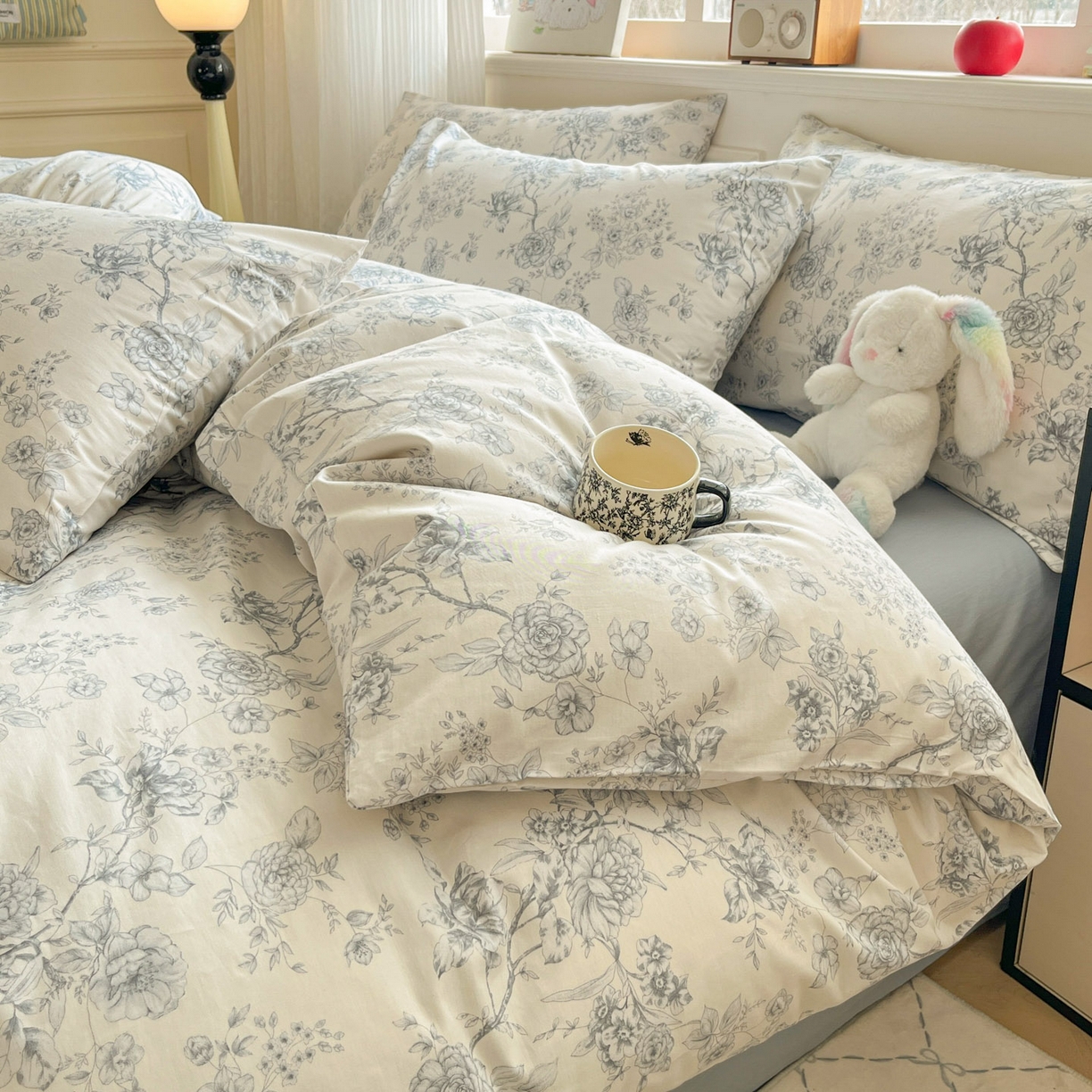 91家纺网 家纺一手货源 找家纺 柠馨 2026新款13372全棉印花单被套被套单件-薇丽 流影