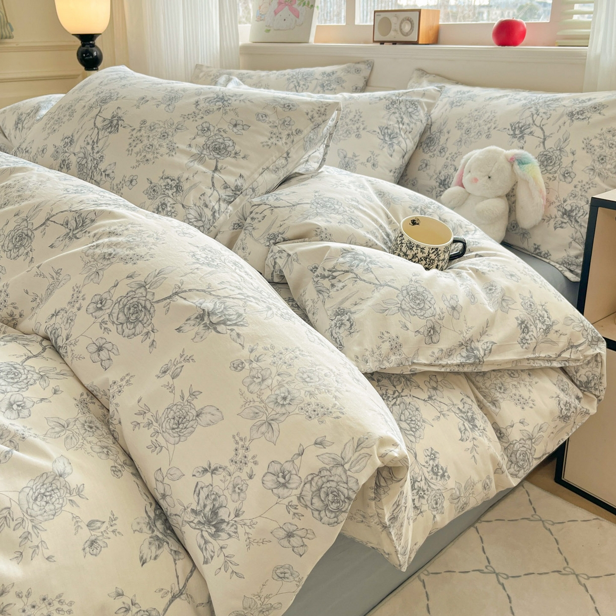 91家纺网 家纺一手货源 找家纺 柠馨 2026新款13372全棉印花单被套被套单件-薇丽 流影
