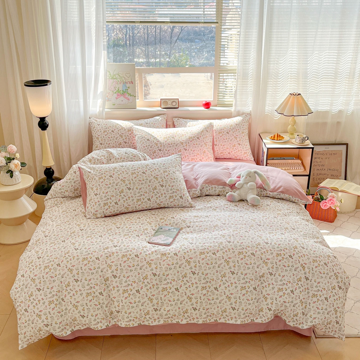 91家纺网 家纺一手货源 找家纺 柠馨 2026新款13372全棉印花单被套被套单件-薇丽 蜜桃兔