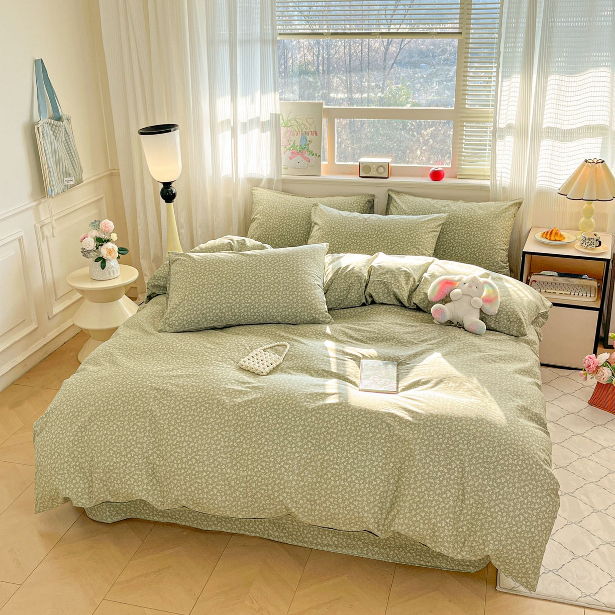91家纺网 家纺一手货源 找家纺 柠馨 2026新款13372全棉印花单被套被套单件-薇丽 彼岸-绿
